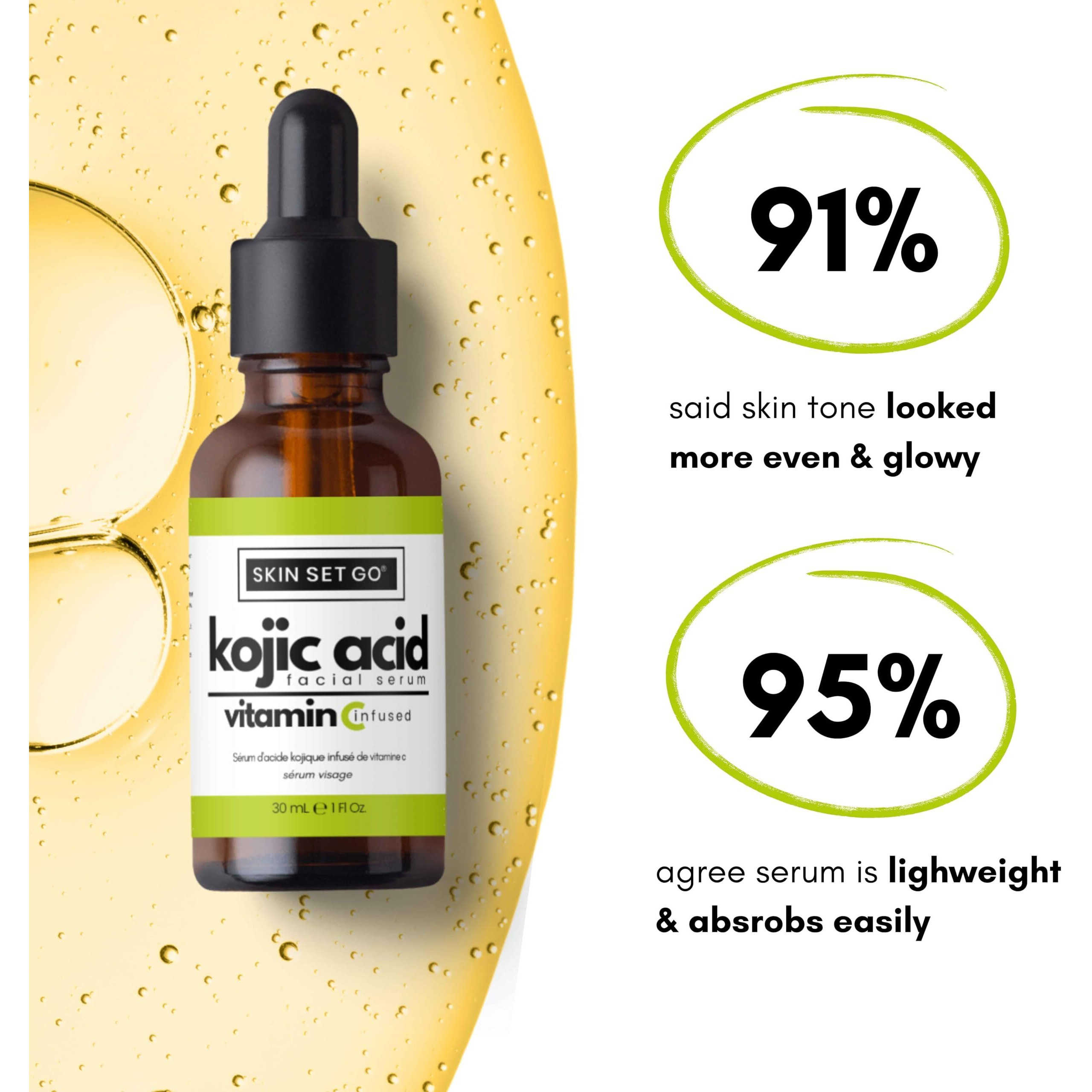 Skinsetgo Kojic Acid Serum For Face & Body, Premium Kojic Acid With Vitamin C, Aha Blend, And Bha, Lightweight Daily Serum 1Oz