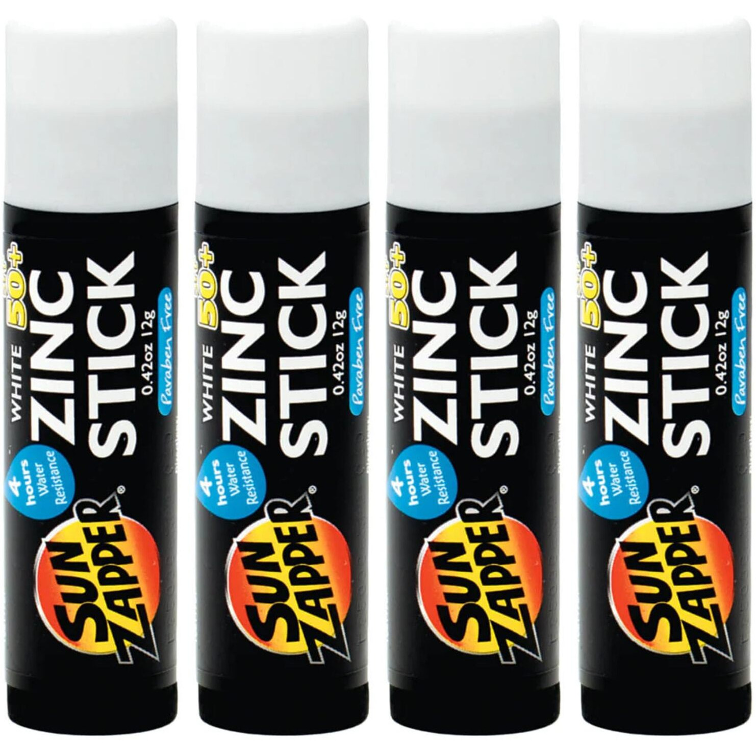 Sun Zapper Zinc Oxide Sunscreen Stick Spf 50+ White - 4-Pack (0.42 Oz Each) - Water-Resistant Mineral Sunblock - Made In Australia