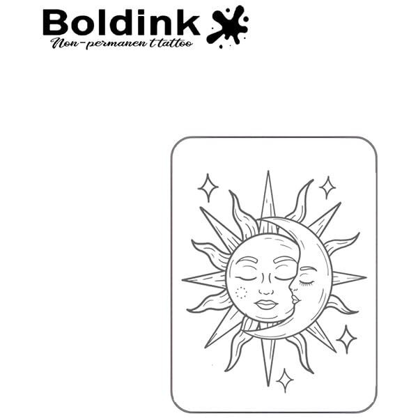 Boldink Semi-Permanent Tattoos, Realistic Fake Tattoos, Last 7-15 Days, Waterproof Non-Reflective Temporary Tattoo Stickers, Cruelty-Free, Uniquely Designed Exquisite Packaging(Sun And Moon 3)