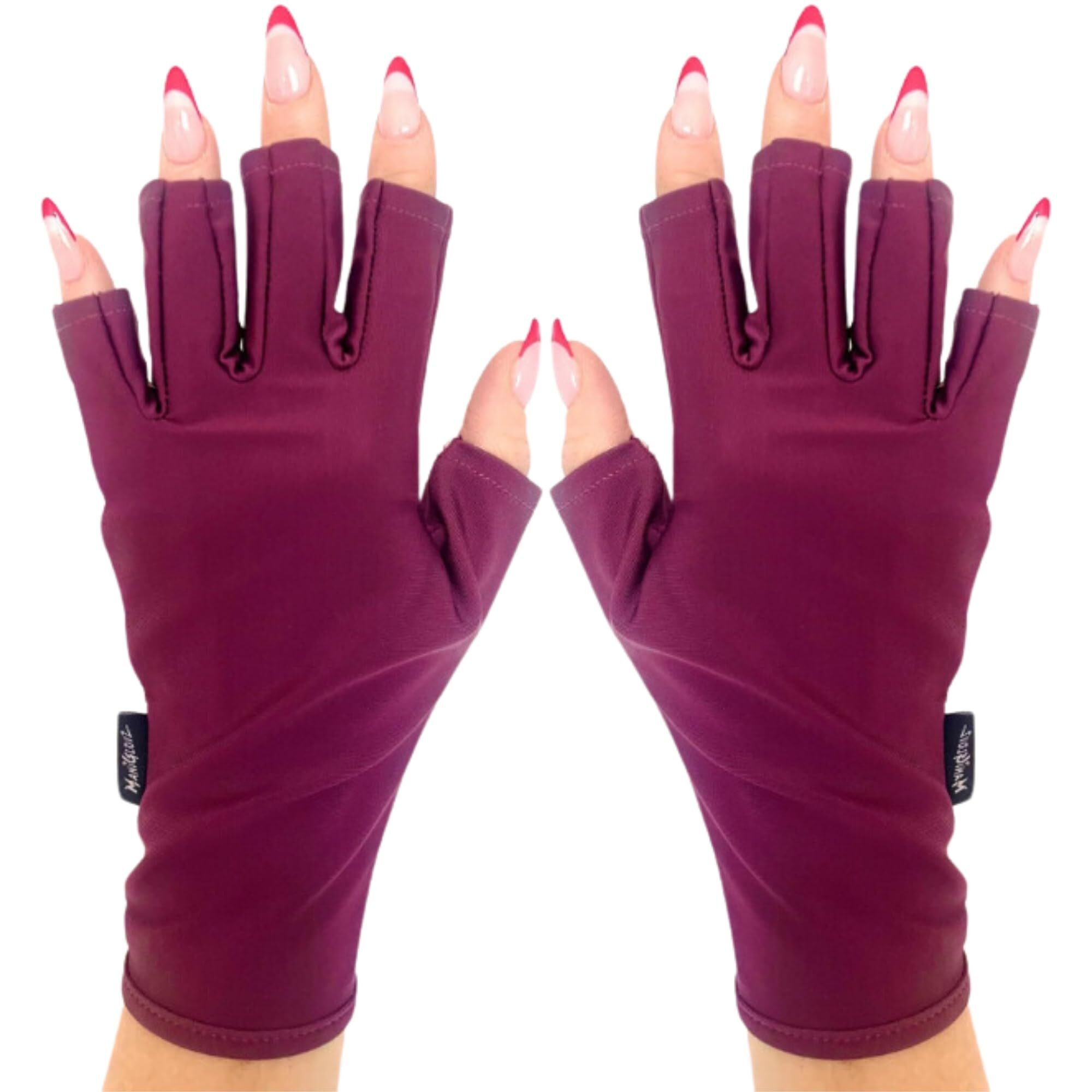 Maniglovz - The Original Upf 50+ Uv Light Protective Nail Gloves | Gel Manicure Gloves And Anti Uv Fingerless Gloves For Women | Can Be Used As Sun Protection Gloves For Driving | Bourdeux
