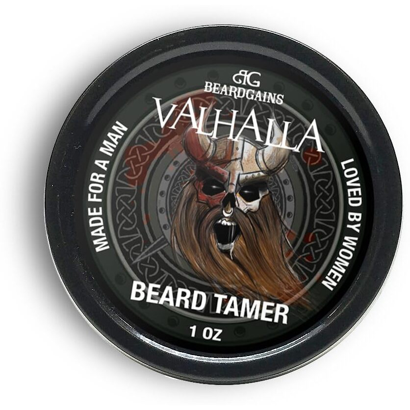 Beard Gains Organic Beard Tamer Tinted Wax Shape, Style & Groom Facial Hair With Natural Hold. Easy Wash-Out, All-Day Control. For All Beard Types (Valhalla Black)