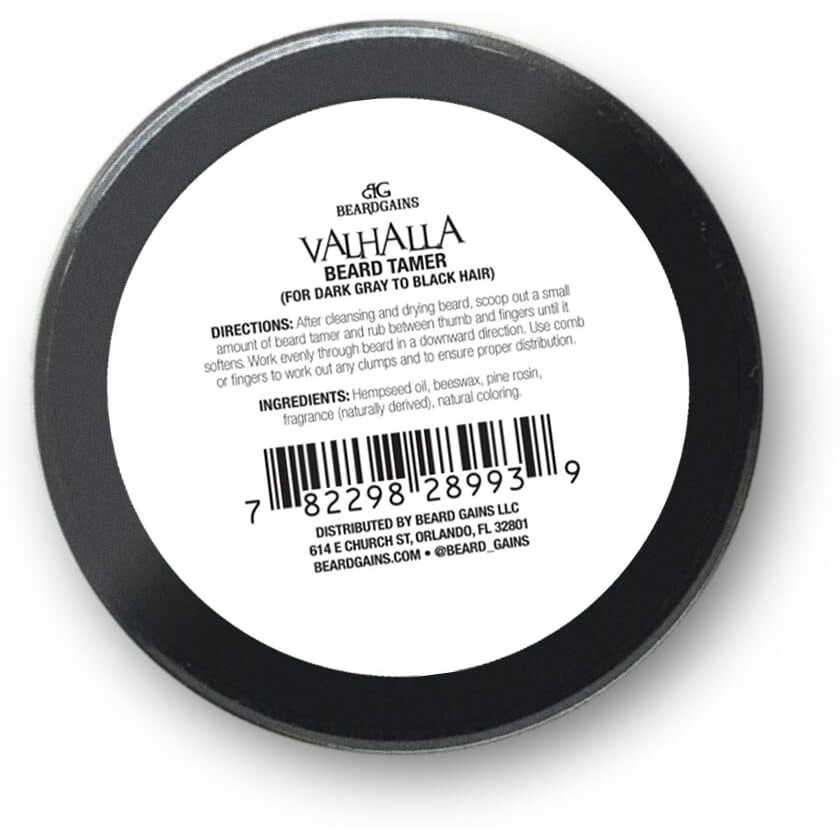 Beard Gains Organic Beard Tamer Tinted Wax Shape, Style & Groom Facial Hair With Natural Hold. Easy Wash-Out, All-Day Control. For All Beard Types (Valhalla Black)