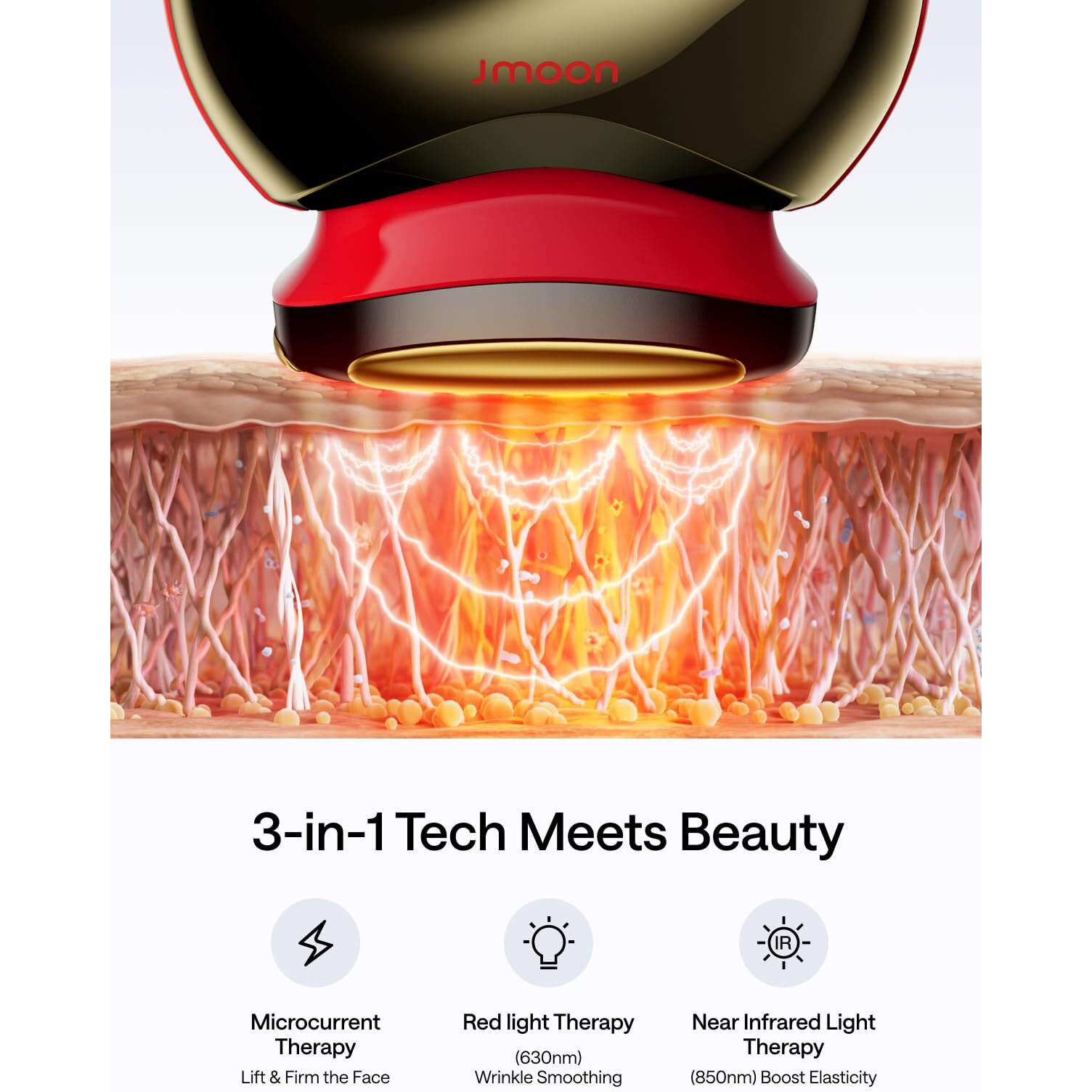 Jmoon Nouvelleskin Facial Toning Device, Fda-Cleared Microcurrent Facial Device And Red Light Therapy For Face, 4 Modes & 5 Intensity Levels For Personalized Face Lift & Smoothing. M30U Pr
