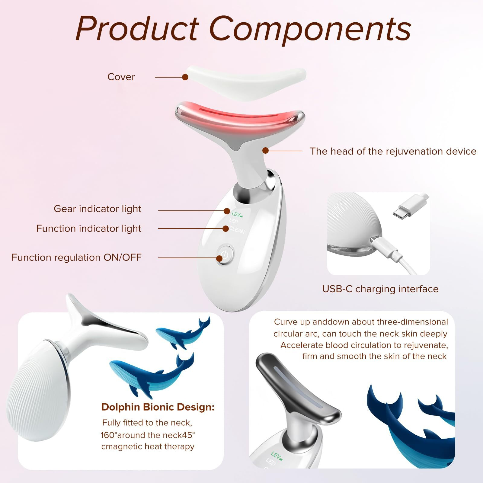 Fancymouse Face Massager For Face And Neck, Facial Massager For Face And Neck, 7 Color Face Neck Massager For Skin Care, At-Home Face Tool For Skin Care