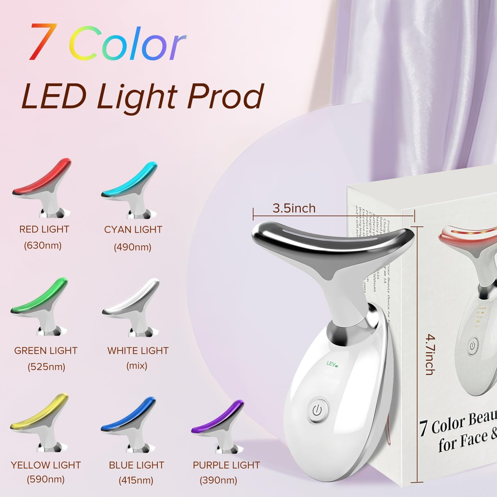 Fancymouse Face Massager For Face And Neck, Facial Massager For Face And Neck, 7 Color Face Neck Massager For Skin Care, At-Home Face Tool For Skin Care