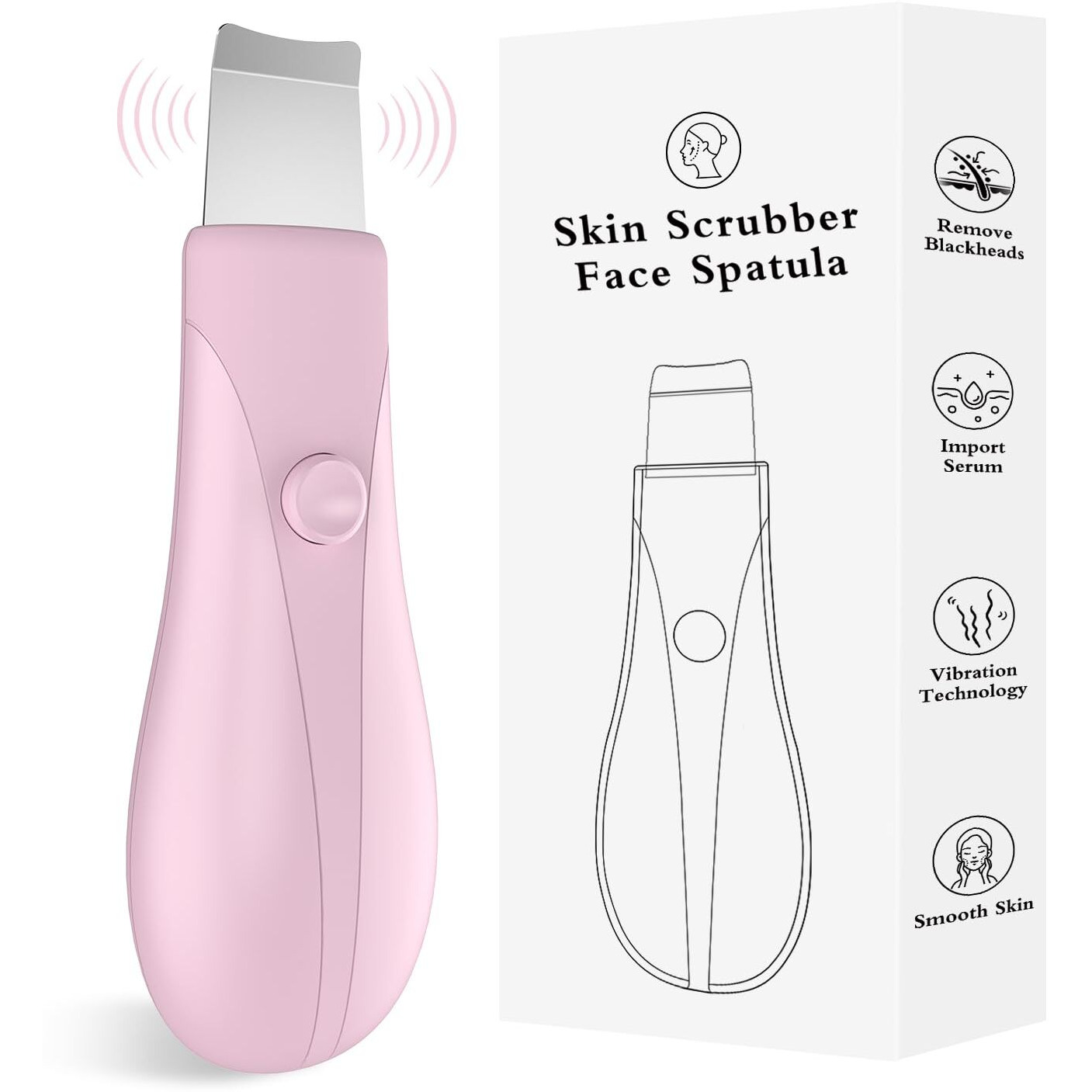 Skin Scrubber Face Spatula Skin Spatula Pore Cleaner Blackhead Remover Tools For Facial Deep Cleansing Skin Care Tool For Men And Women (Pink)