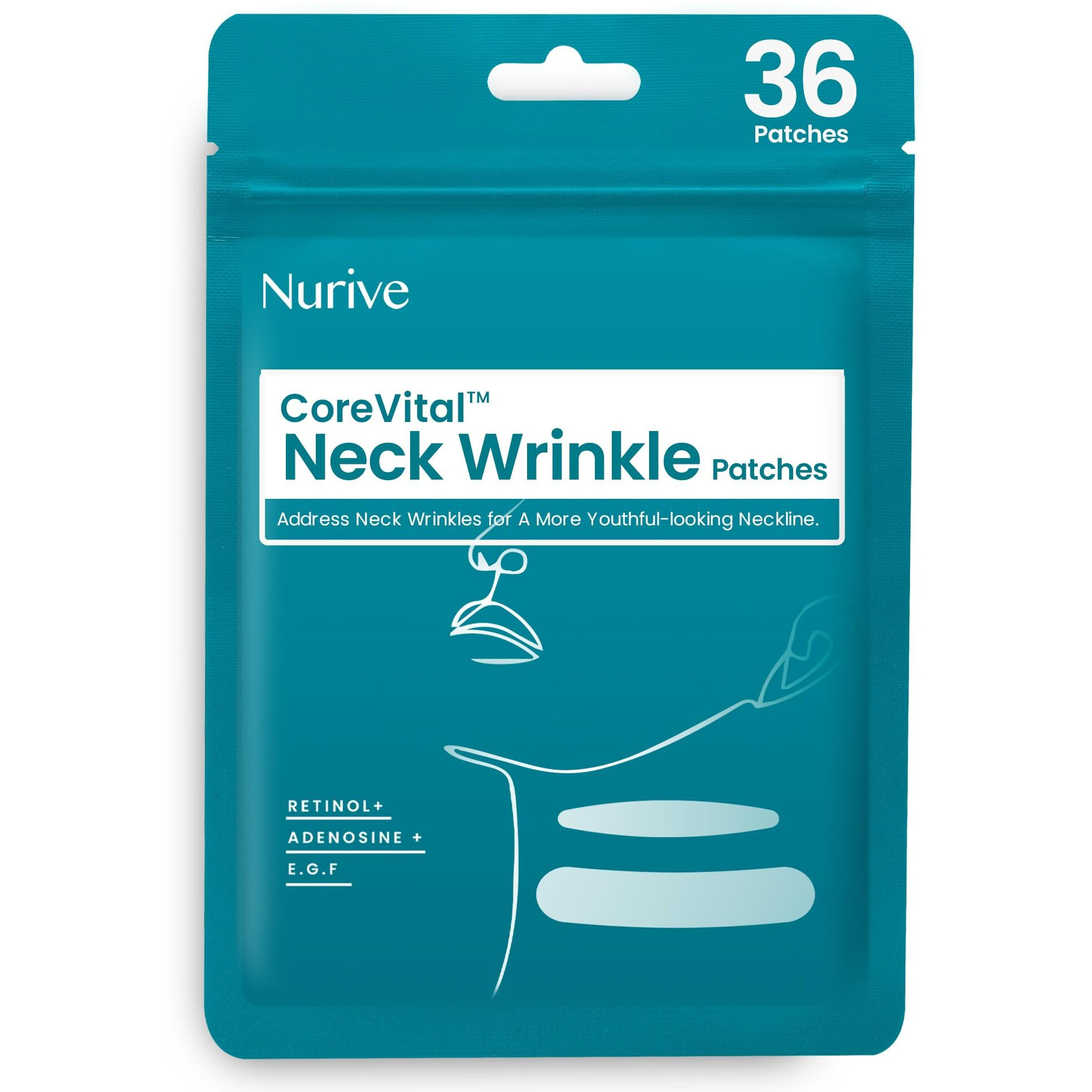 Nurive Advanced Wrinkle Patches 60Ct Smile Line, Frown Line Wrinkle Patches For Facial Korean Skin Care Face Wrinkle Tape Invisible Overnight With Retinol & Collagen (Medium (Neck))