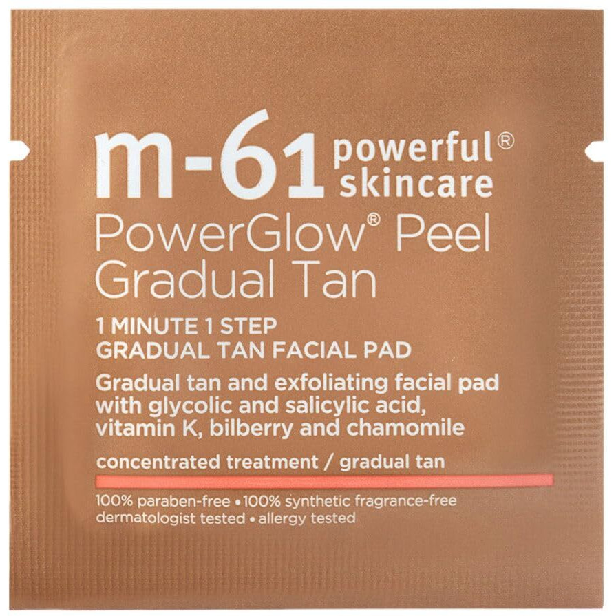 M-61 Powerglow Peel Gradual Tan | Exfoliating Facial Peel, Build A Streak-Free Radiant Glow - 30 Treatments