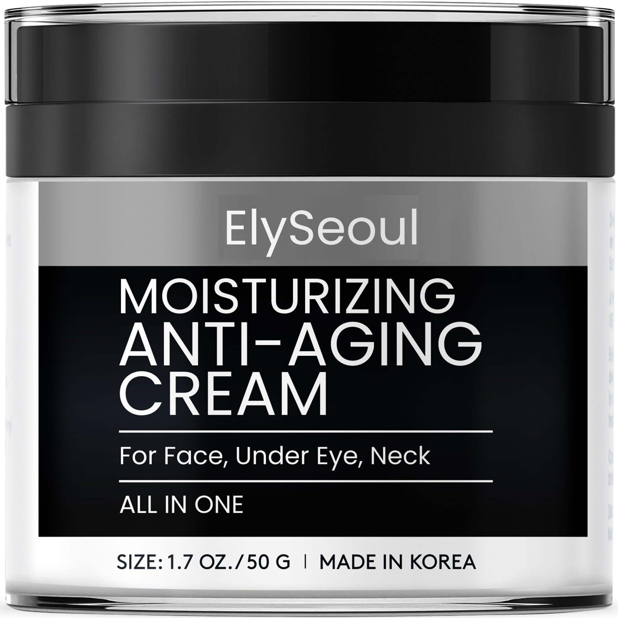 Korean 6 In 1 Face Cream For Men Anti-Aging Skin Care Facial Moisturizer For Wrinkles Under Eye Bags Dark Circles Puffiness & Firming With Retinol Collagen Peptides Caffeine & Hyaluronic Acid, 1.7 Oz