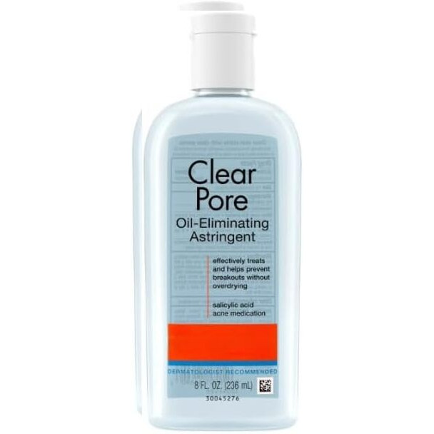 Oil-Eliminating Facial Astringent For Oily Skin And Clogged Pores, Witch Hazel Formula With Salicylic Acid, 8 Fl Oz - Refreshing Skin Toner For Daily Use