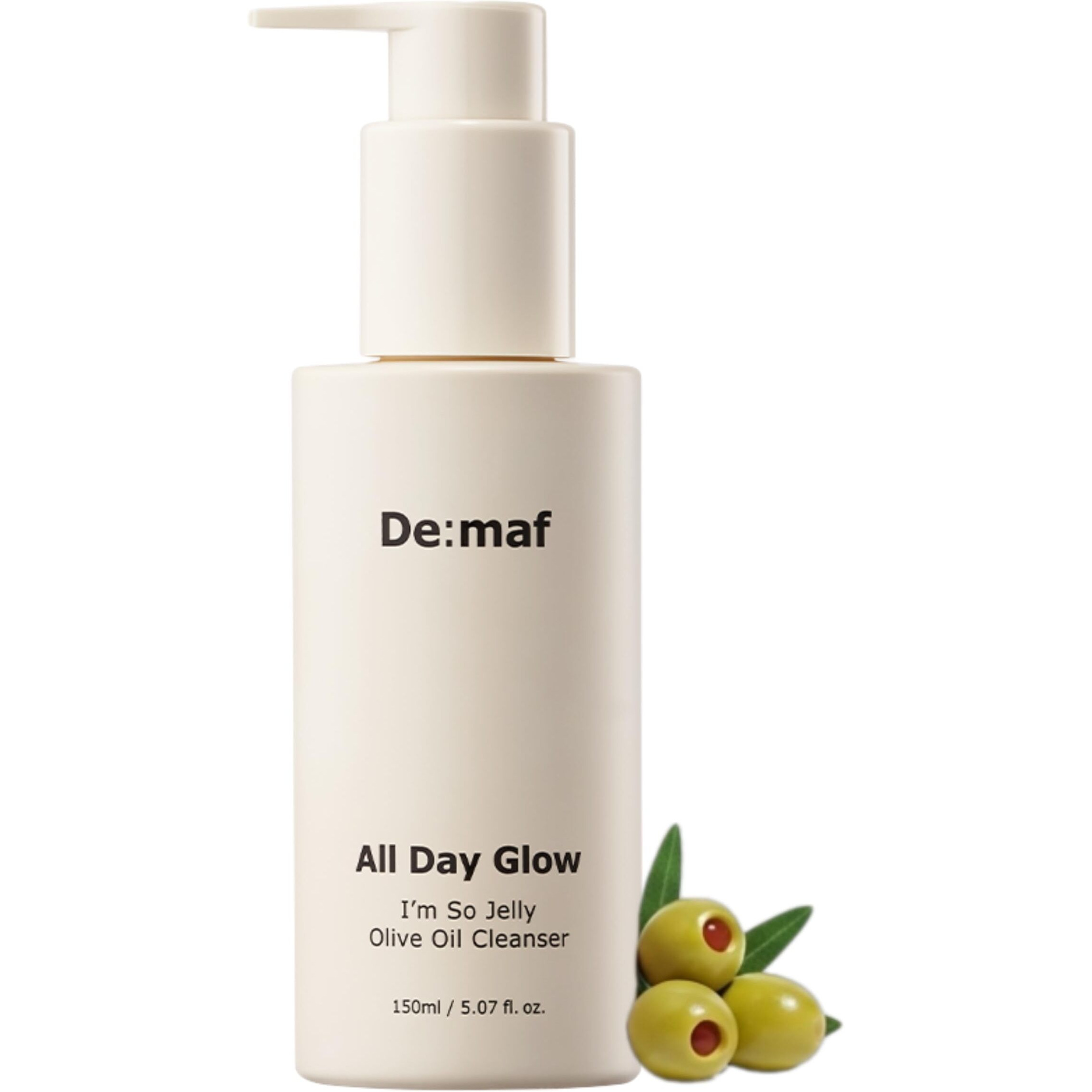 DeMaf All Day Glow I'M So Jelly Olive Oil Cleanser, 75% Olive Oil, Jelly-Like Makeup Remover For Pore Cleanse, Suitable For Sensitive Skin, Korean Skincare (150Ml, 5.07, Fl Oz)