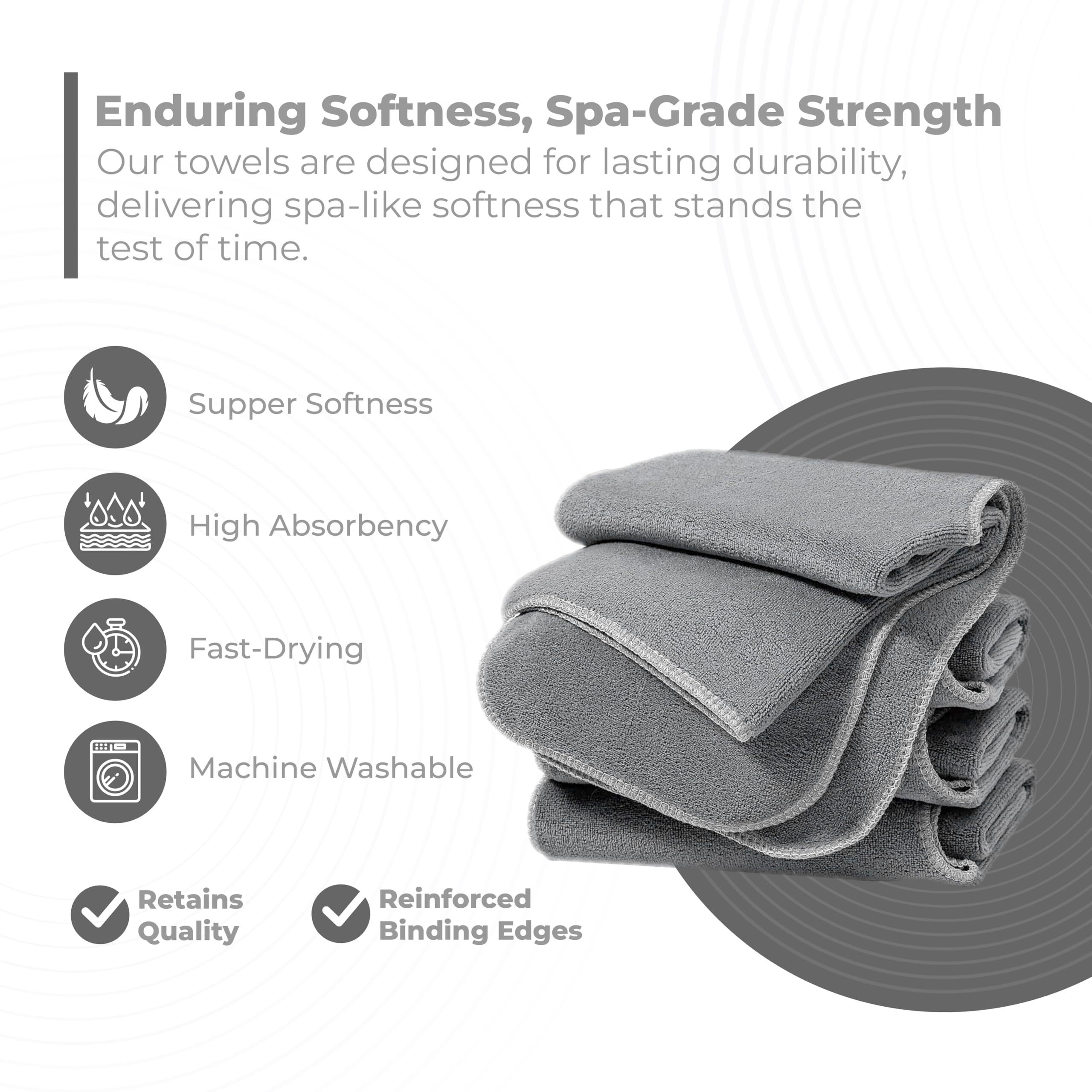 Microfiber Facial Towels For Estheticians - Soft Spa Towels For Face And Massage - Ideal For Estheticians And Spa Treatments (Grey, Pack Of 5)