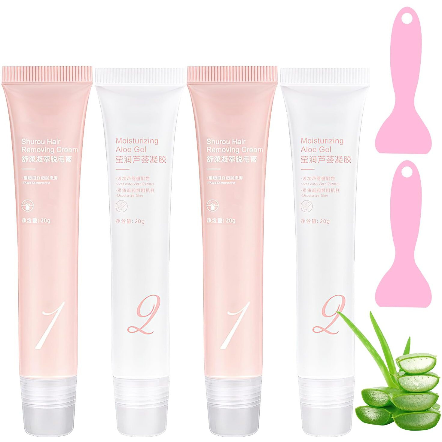 Auures Hair Removal Cream, Auures Facial Hair Removal Cream Kit, Painless Auures Hair Removal, Facial Hair Removal Creams For Women Gentle And Soothing Hair Removal With Scraper(2Kits)