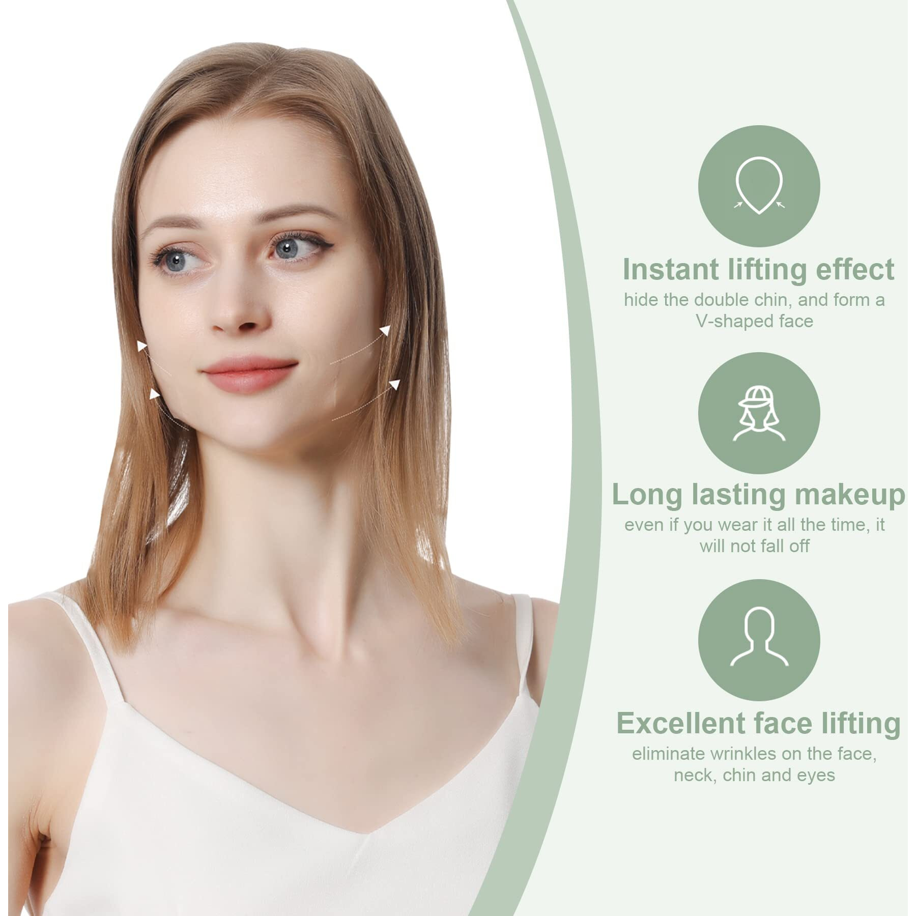 Face Lifting Tape, Ultra-Thin Invisible Face Lift Sticker Face Tape For Instant Face, Hiding Facial Neck Wrinkles V-Face Tightening Lifting Saggy Skin 4 Bands 20 Tapes