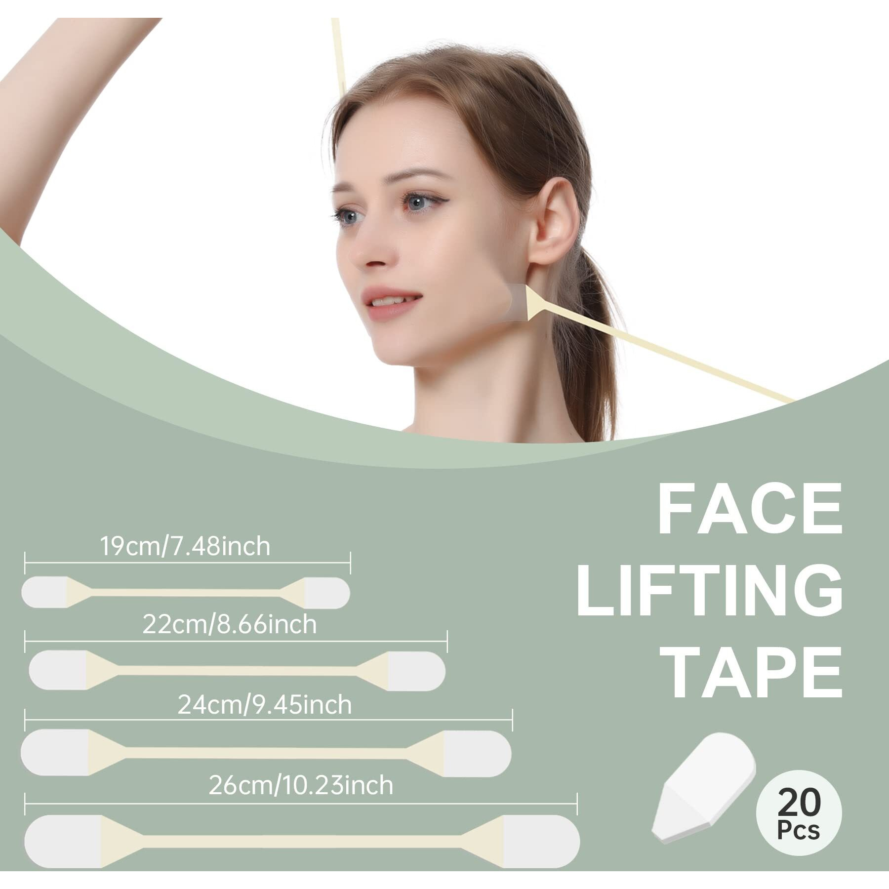 Face Lifting Tape, Ultra-Thin Invisible Face Lift Sticker Face Tape For Instant Face, Hiding Facial Neck Wrinkles V-Face Tightening Lifting Saggy Skin 4 Bands 20 Tapes