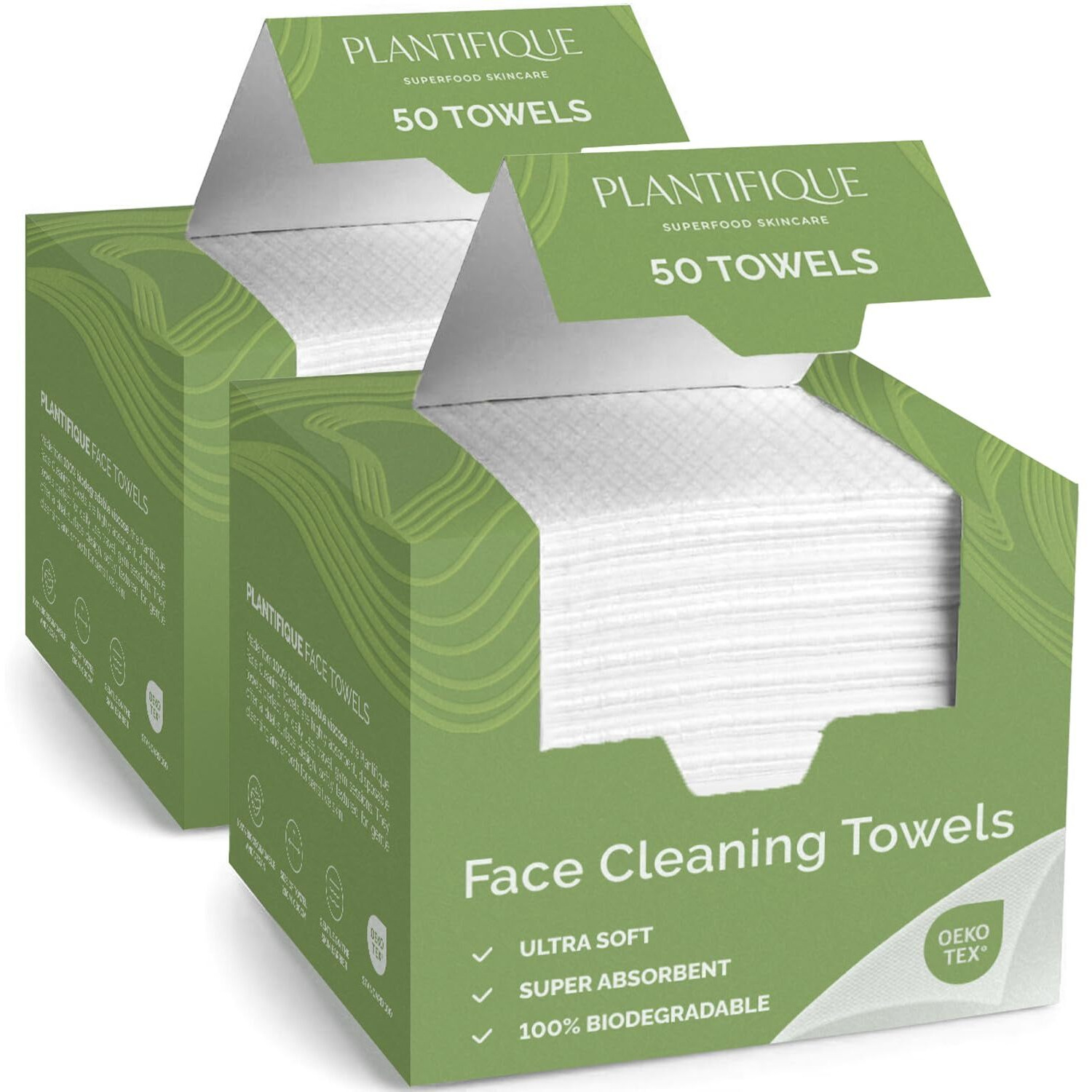 Plantifique Disposable Face Towels Xl 10"&quotX12"" - 100% Biodegradable Viscose Facial Towelettes For Women Skin Care - Toallas Para La Cara Desechables, 100 Count