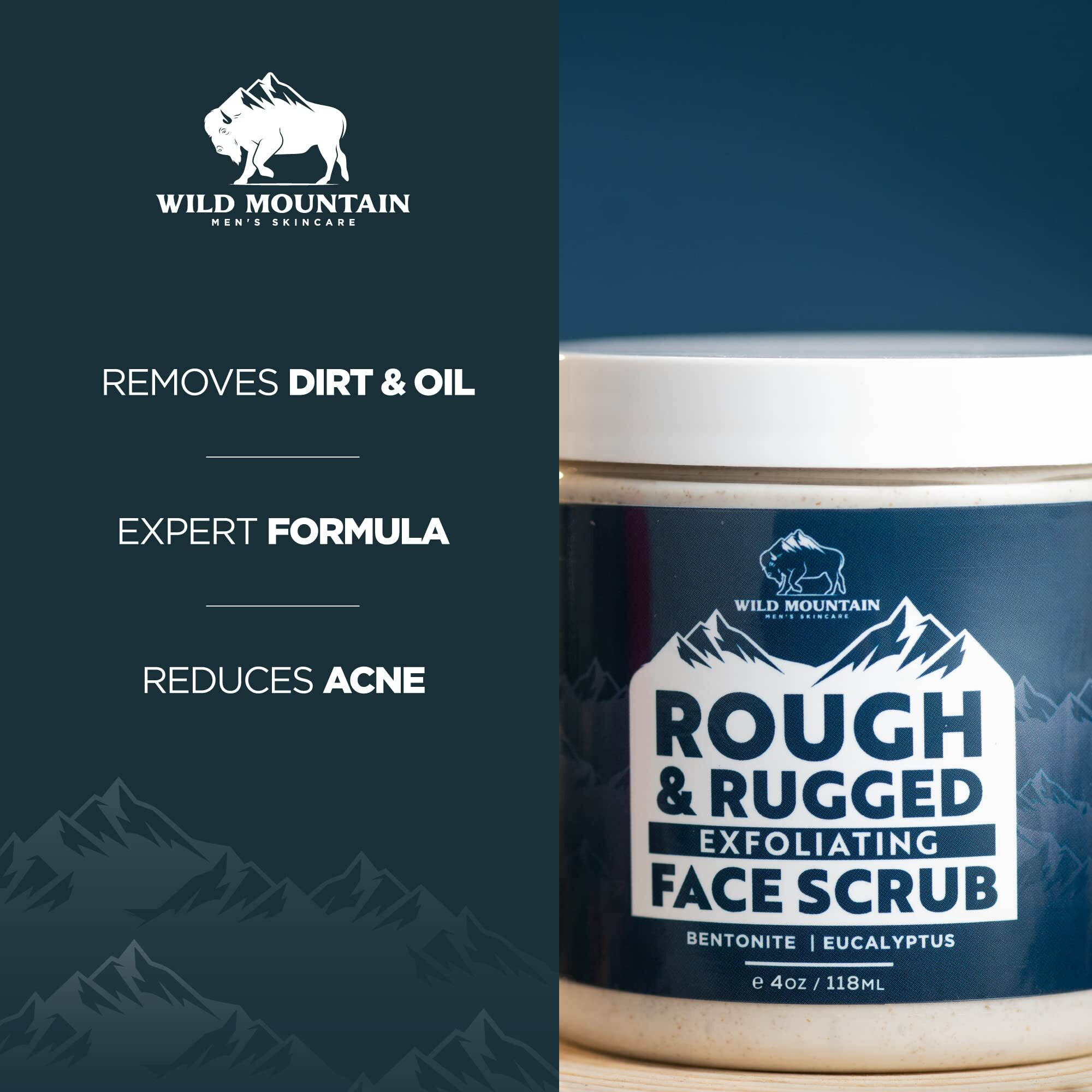 Wild Mountain Rugged & Rough Handcrafted Micodermabrasion Mens Facial Exfoliator (4Oz), Exfoliates Face