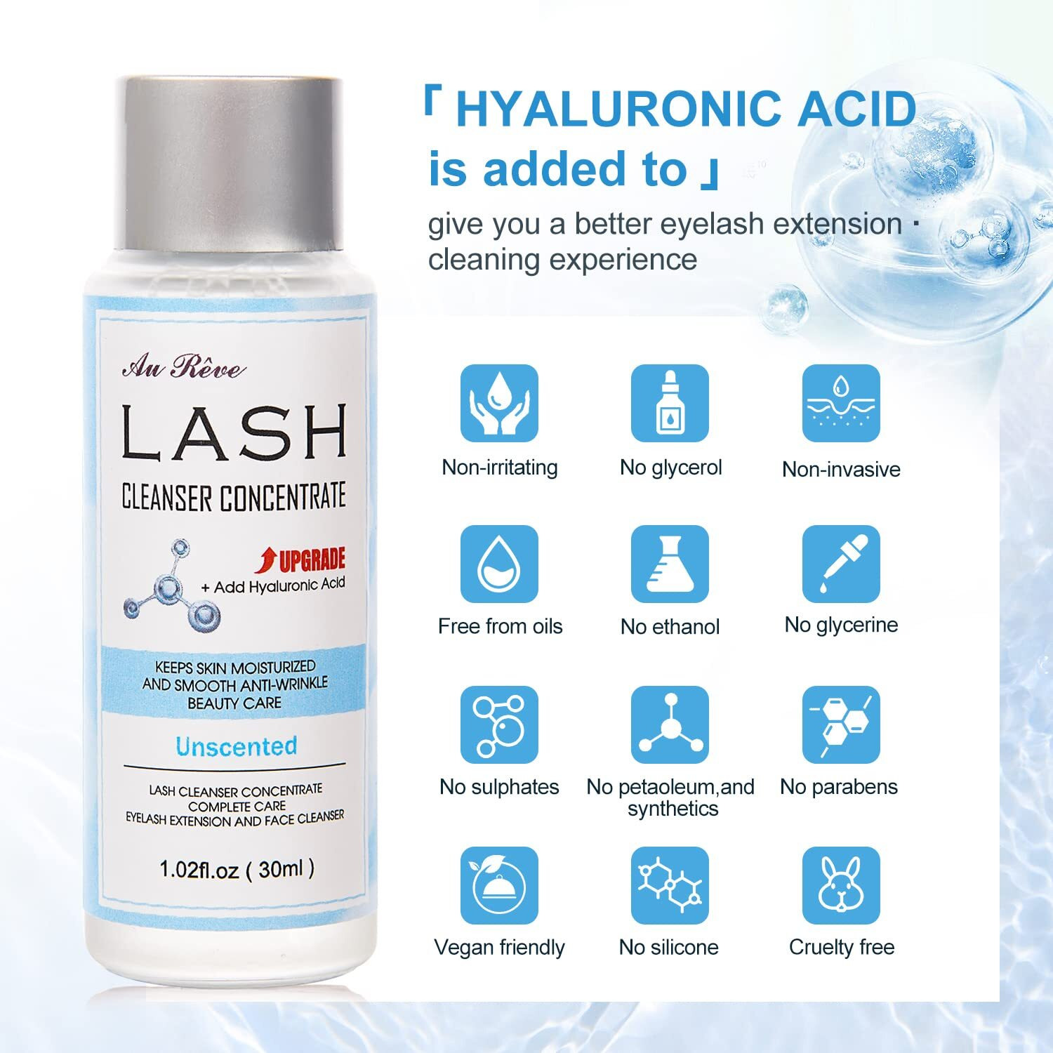 Aureve Lash Shampoo Concentrate 30Ml Lash Cleanser Concentrate Add Hyaluronic Acid Oil-Free Lash Extension Shampoo Perfect For Salon