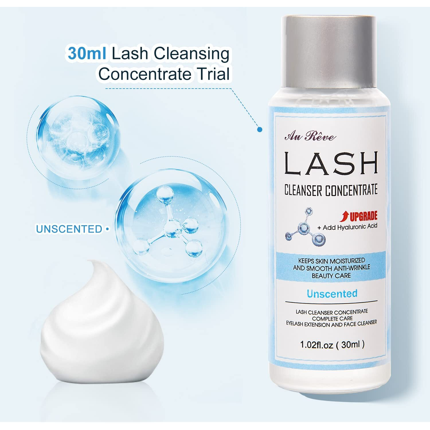Aureve Lash Shampoo Concentrate 30Ml Lash Cleanser Concentrate Add Hyaluronic Acid Oil-Free Lash Extension Shampoo Perfect For Salon