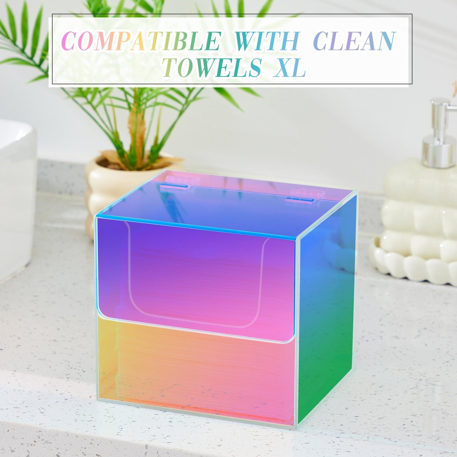 Briwooody Disposable Face Towel Storage Box Compatible With Xl Acrylic Container Wall Mounted Clean Towel Holder For Facial Washcloth Supplies(Colorful)