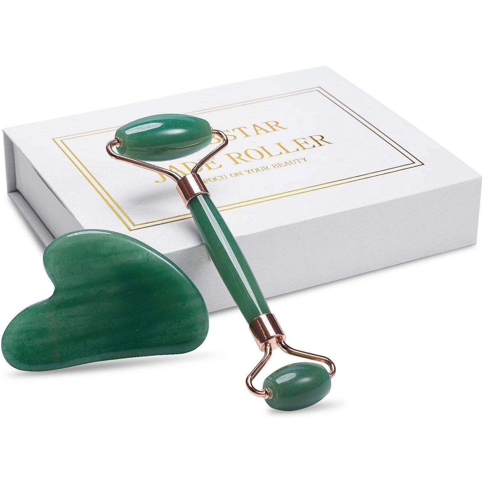 Jade Roller For Face, Facial Roller Massager Skin Care Tool, Gua Sha Facial Tools For Face, Neck, Eyes, Reduce Puffiness Of The Skin (Green)