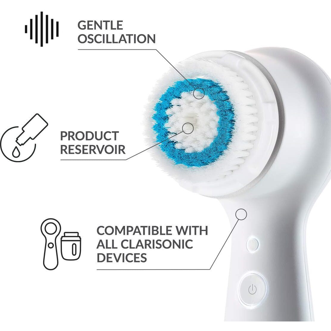 Facial Cleansing Brush Head Replacement Compatible With Clarisonic Mia 1, Mia 2, Mia Fit, Alpha Fit, Smart Profile Uplift And Alpha Fit, 2 Pack Deep Pore Face Brush Head