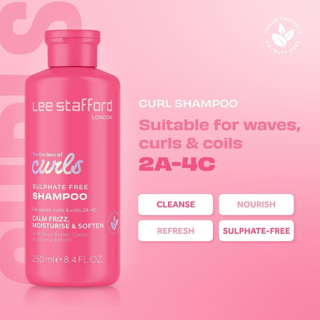 Lee Stafford Wavy, Curly, & Coily Shampoo | For The Love Of Curls - Daily Cleanser For 2A To 4C Hair, Anti Frizz, Moisturising, Adds High Gloss Shine To Smooth Defined Curls, Lightweight, 16.9 Fl Oz