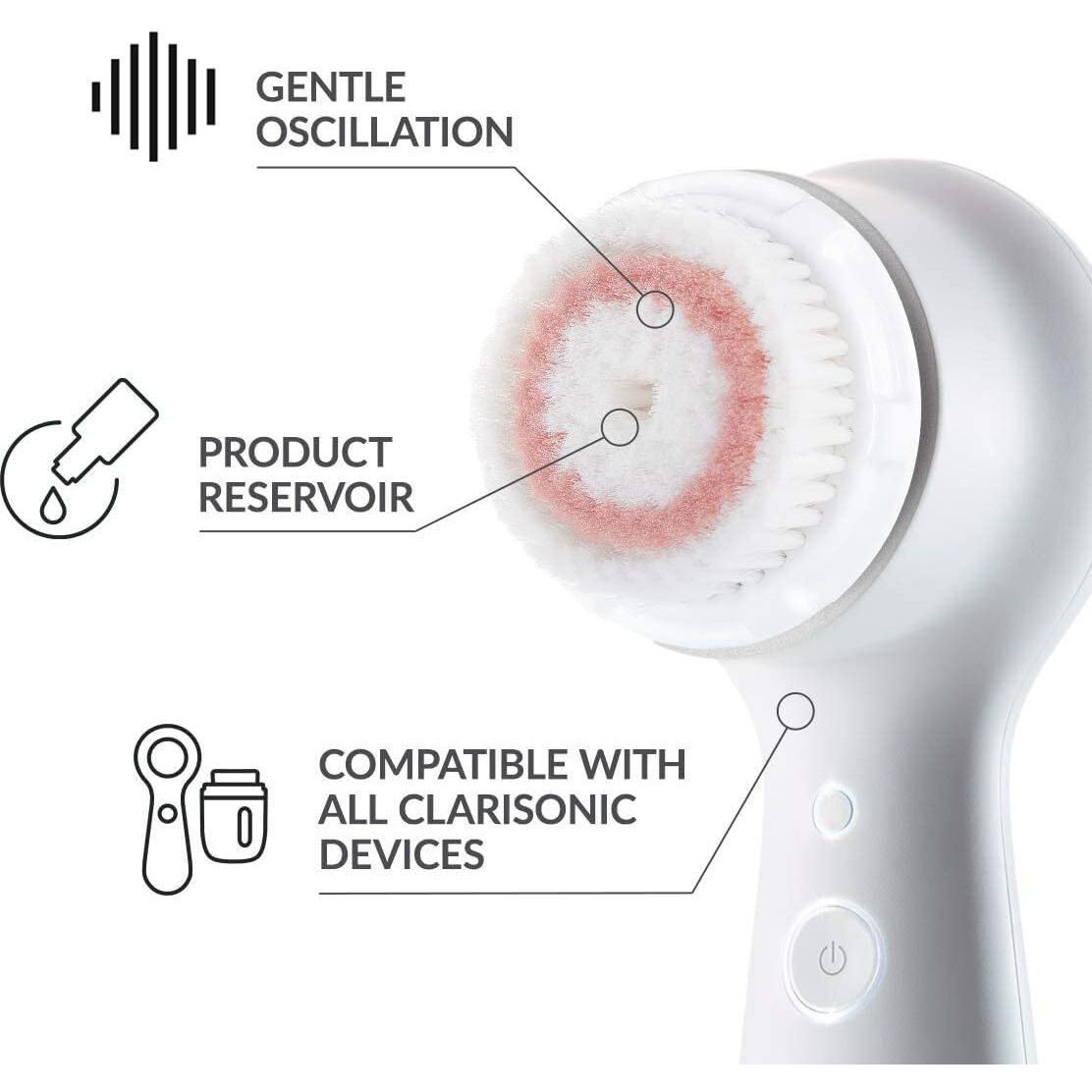 Brush Head Replacement Compatible With Clarisonic Mia 1, Mia 2, Mia Fit, 2 Pack, Radiance Facial Cleansing Brush