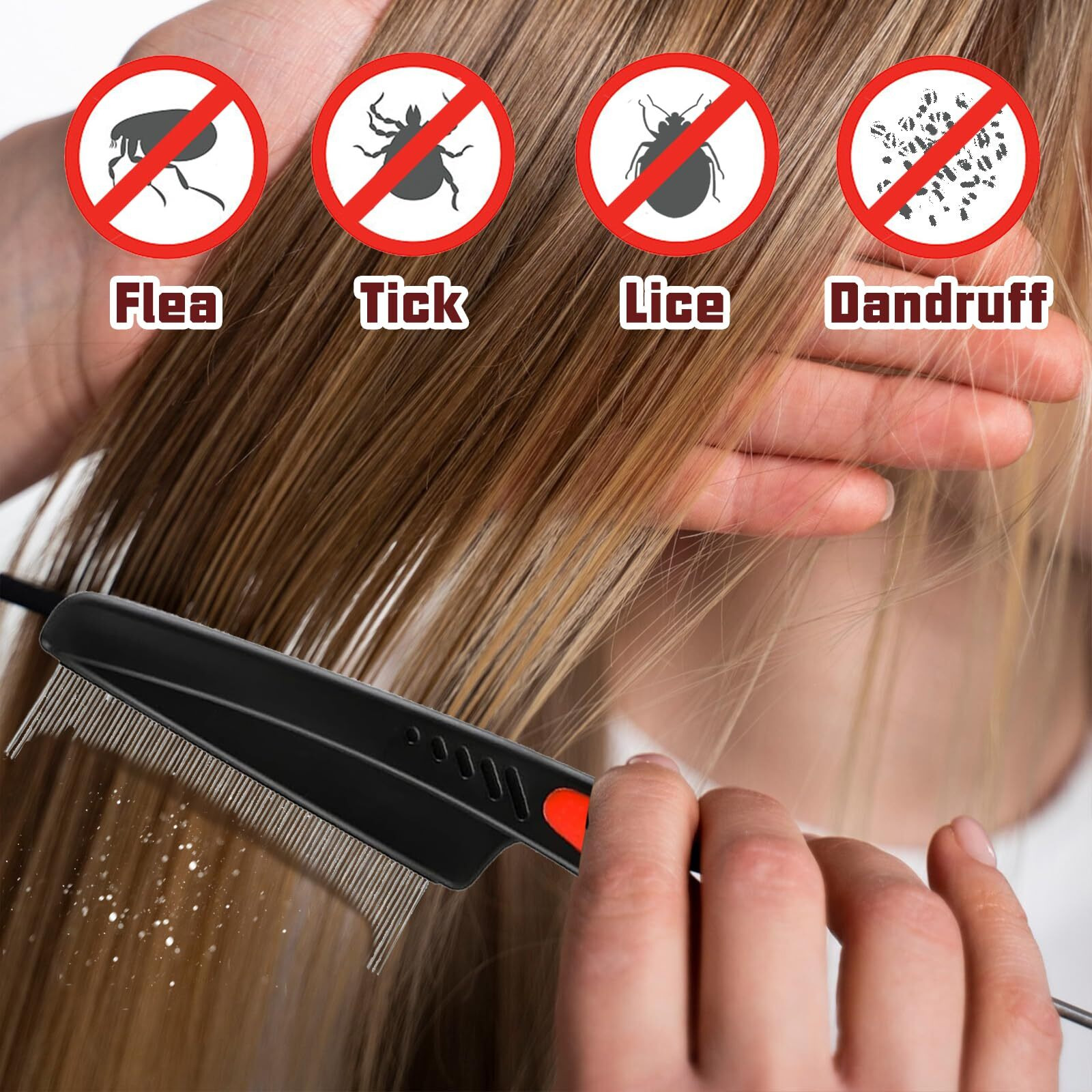 Haiolorpro 3Pcs Dandruff Comb, Lice Fine Tooth Comb, Dandruff Starion Detoxing Brush, Scalp Detox Comb For Dandruff Removal, Multifunctional Scalp Massage Tool For Women Men Kids (Brown+Orange)