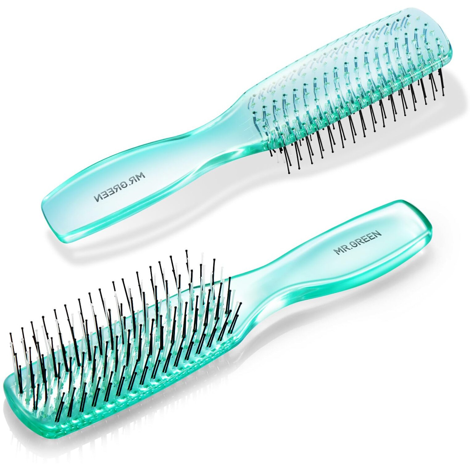 Mr.Green Hair Brush Crystal Scalp Massage Combs Volumizing Hair Styling Fine Tooth Detangling Tool For Long Wet Dry Hair Women Gift (Green, Small)