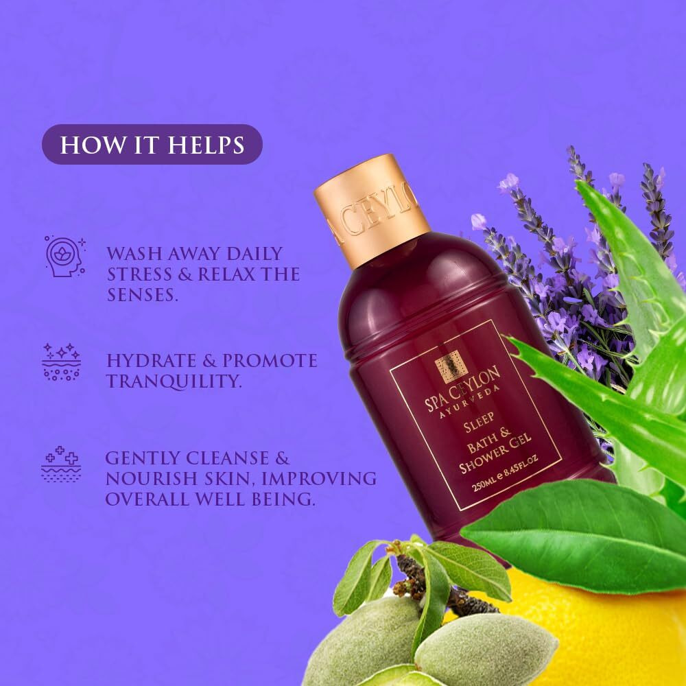 Spa Ceylon Sleep Bath & Shower Gel | Mild Cleansing Formula | Calming & Relaxing | Nourishes Skin | 100% Vegetarian | Suitable For All Skin Types