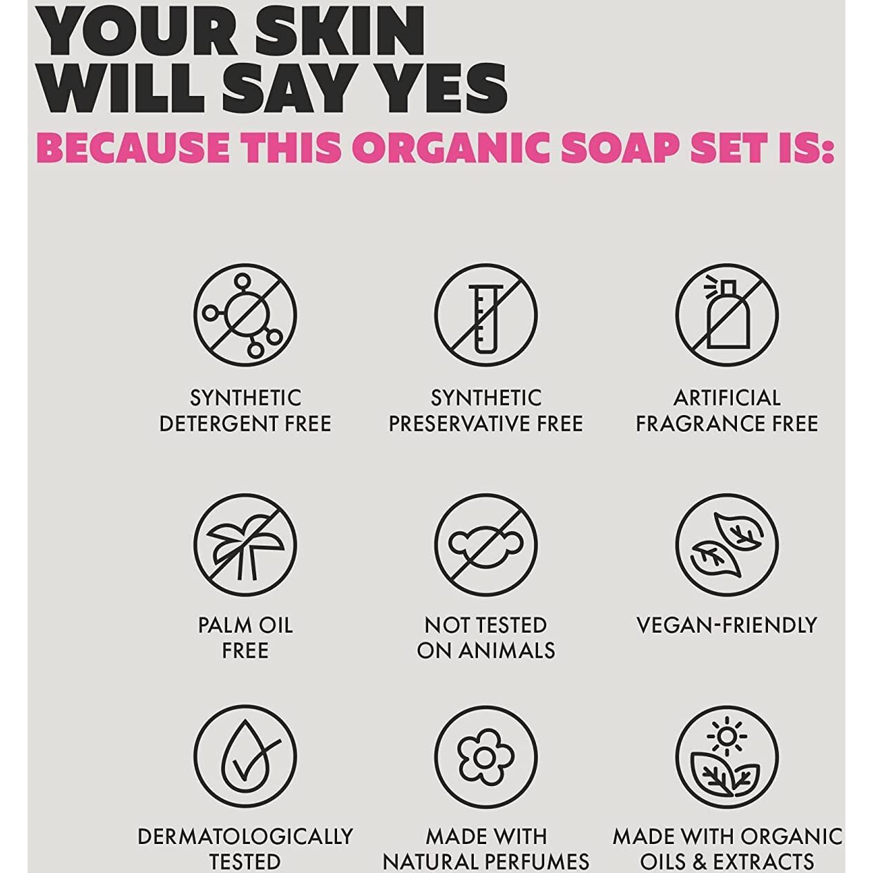 Skin Said Yes Organic Soaps Bars (Set Of 8) - Shea Butter, Olive Oil, Lavander, Sandalwood, Aloe Vera & Cucumber Extract-All Natural & Vegan Bar Soap,Jabones Artesanales Naturales (Original Packaging)
