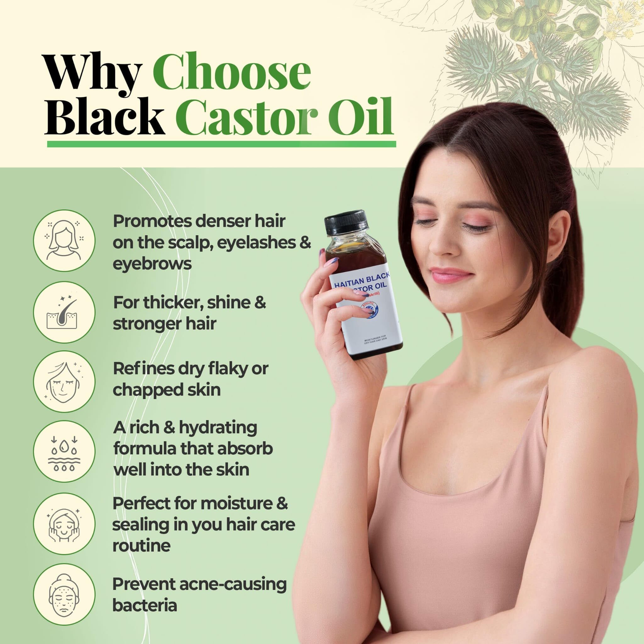 Meme Haitian Black Castor Oil (Lwil Maskriti) - 100% Pure, Cold-Pressed, Unrefined - Promotes Hair Growth, Moisturizes Skin, Strengthens Nails, Aids Digestion - 8 Fl Oz