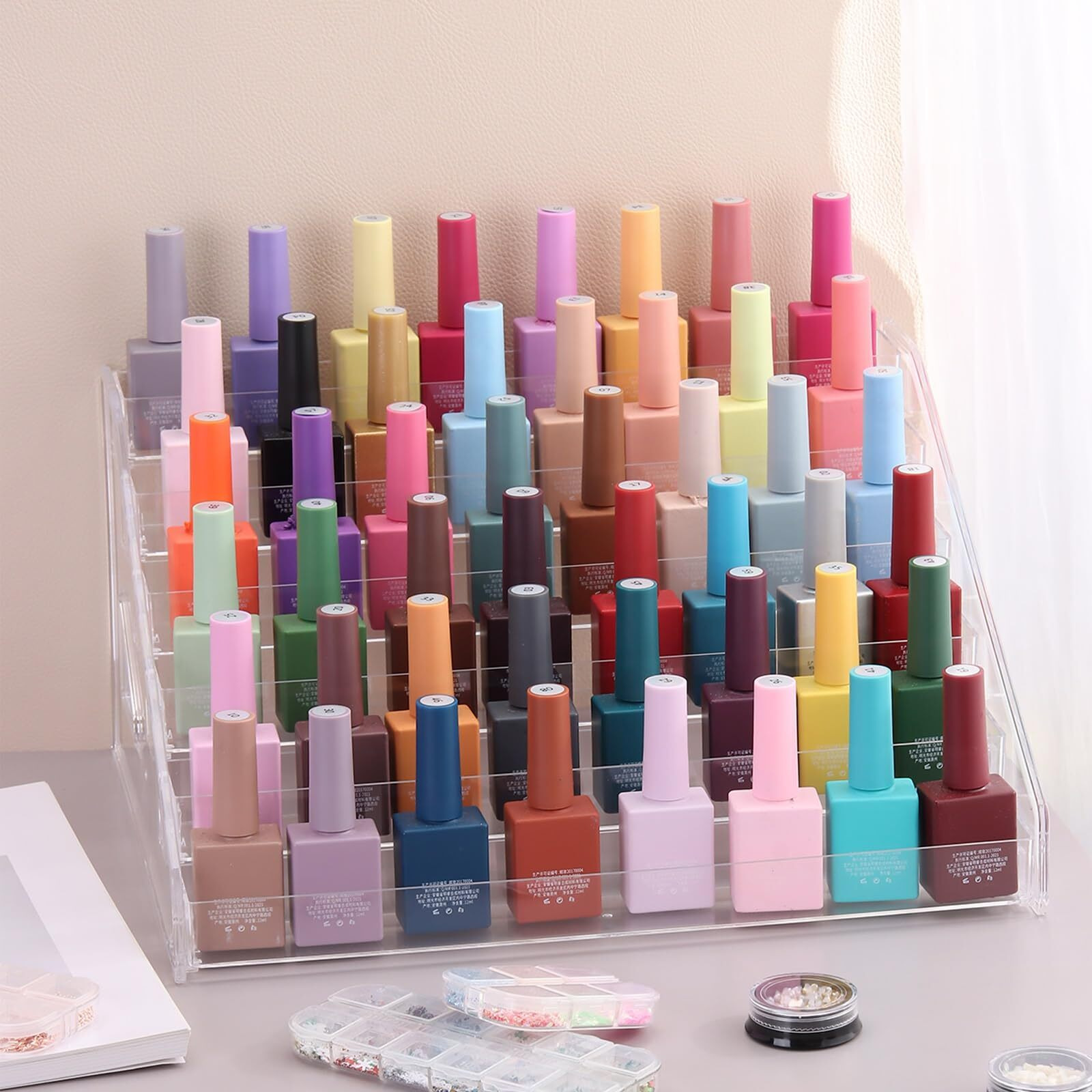 Sutokaka Nail Polish Organizer Clear Acrylic Eyeglasses Display Holder Essential Oil Storage Rack Makeup Stand Tray - 6 Layer