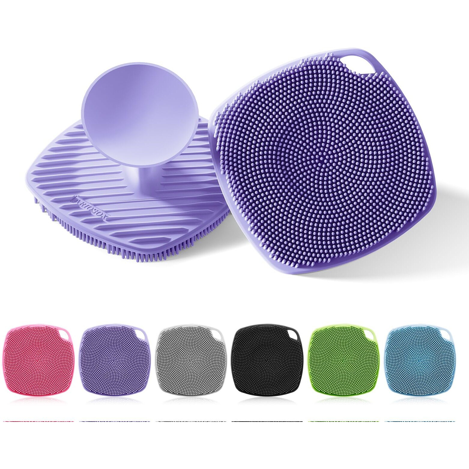 Ariosox Silicone Body Scrubber, Gentle Texture Exfoliating Body Scrubber For Men And Women On Sensitive Skin, Soft Scrubber Produces Rich Form And Builds Up Lather, Getting A Deep Skin Clean (Purple)