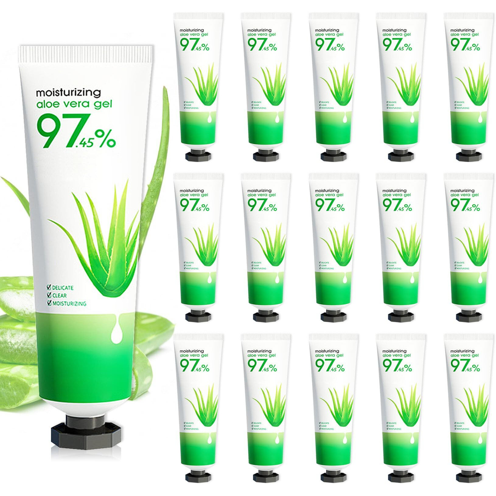 Fusang 16Pcs Mini Aloe Vera Gel For Face & Body, Lightweight Moisturizing Travel Size Aloe Vera Lotion Bulk Skincare, Hydrating Long Lasting Refreshing Daily Moisturizer For All Skin Types