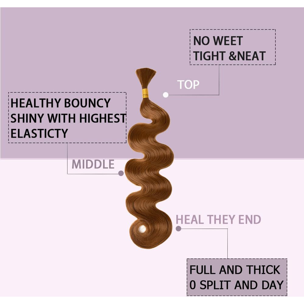 Body Wave Braiding Hair For Boho Braids Bohemian 20 Inch Body Wave Curly Bulk For Braiding No Weft 2 Bundles 150G 30