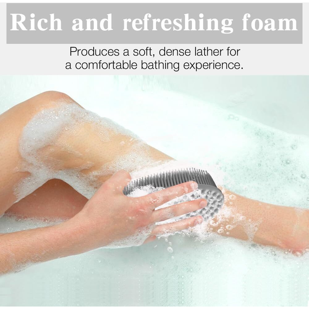 2 Pack Silicone Body Scrubber With Loofah Exfoliating Soft Body Shower Scrubber For Body, 2 In 1 Bath And Shampoo Wash Brush For Skin Exfoliation Men Women (Grey&Pink)