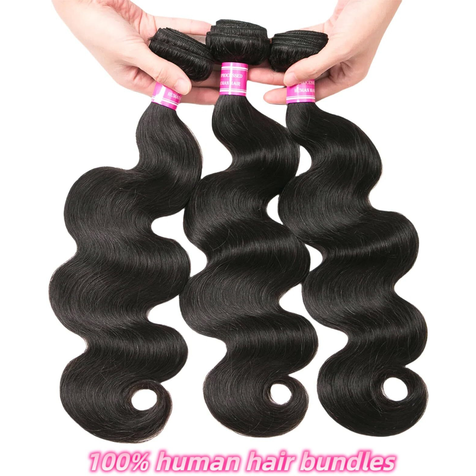 3 Brazilian Bundles Human Hair Body Wave Bundles 12A 100% Unprocessed Virgin Hair Bundle Deals Human Hair Weave Bundle Human Hair Extensions For Woman Natural Black Color 12 14 16 Inch