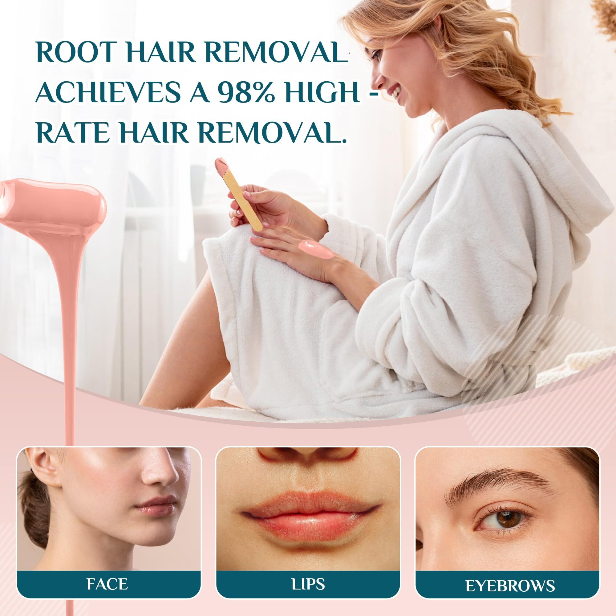 Everluxe Wax Beads 2Lb, Hard Wax For Hair Removal, Hypoallergenic Wax For Sensitive Skin, Facial Waxing, Brazilian, Bikini Waxing