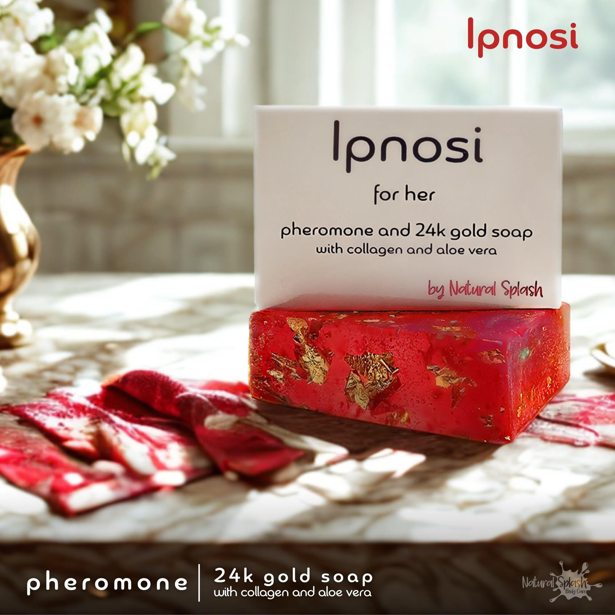 Lpnosi Pheromone Soap For Women, Luxurious Bar With 24K Gold, Collagen & Aloe Vera, Hydrating Cleanser With Natural Scent - By Natural Splash