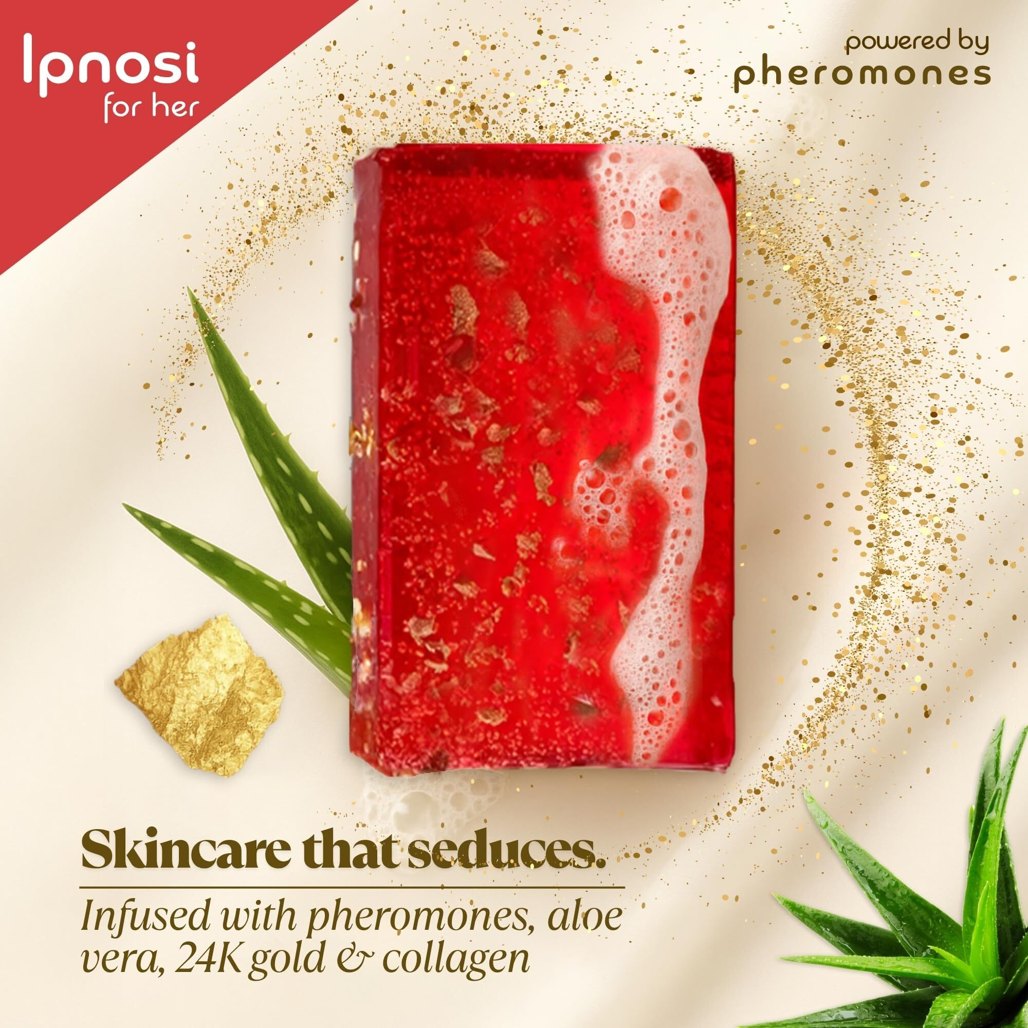 Lpnosi Pheromone Soap For Women, Luxurious Bar With 24K Gold, Collagen & Aloe Vera, Hydrating Cleanser With Natural Scent - By Natural Splash