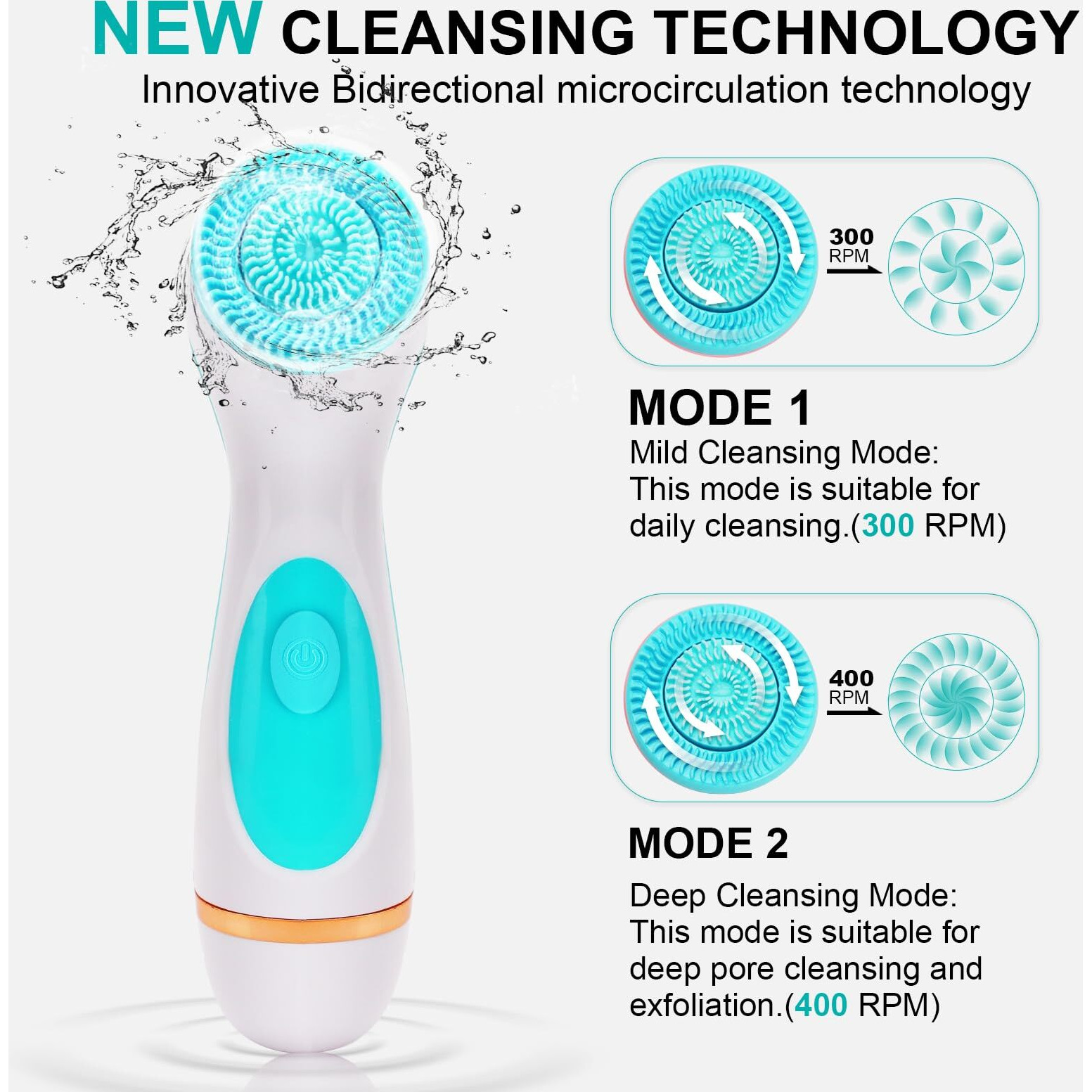 Facial Cleansing Brush, 3 In 1 Electric Face Scrubber With 3 Brush Heads For Women/Men, Waterproof Rechargeable Face Cleansing Brush For Dry Oily Sensitive Skin (Blue)