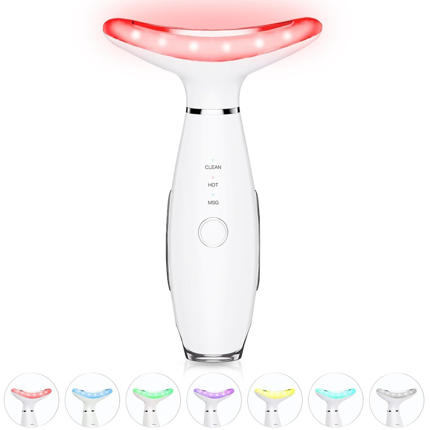 Tlinna Face Massager -7 Color Red-Light-Therapy For Face And Neck For Wrinkles, Double Chin, Vibrating Facial Massager With Thermals