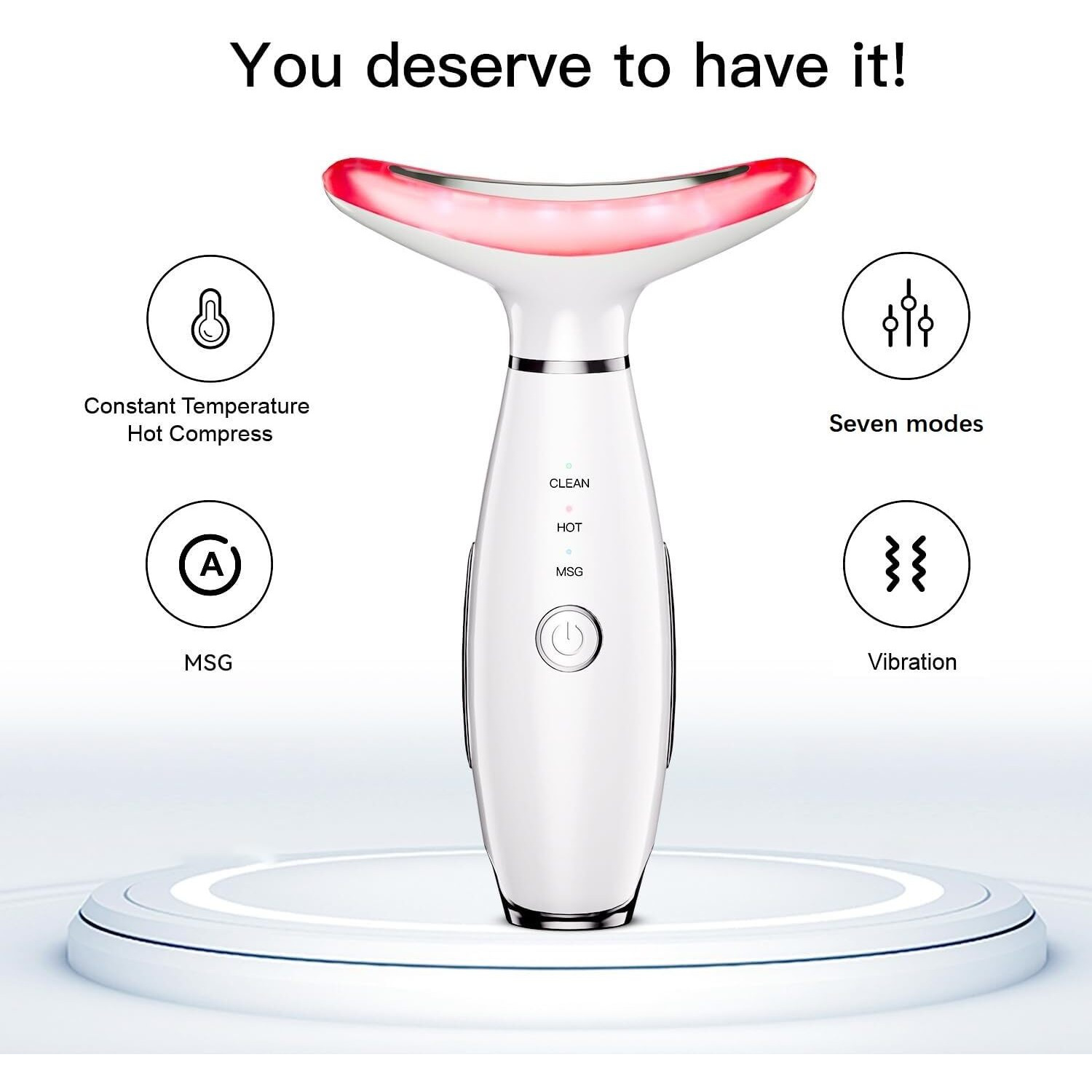 Tlinna Face Massager -7 Color Red-Light-Therapy For Face And Neck For Wrinkles, Double Chin, Vibrating Facial Massager With Thermals