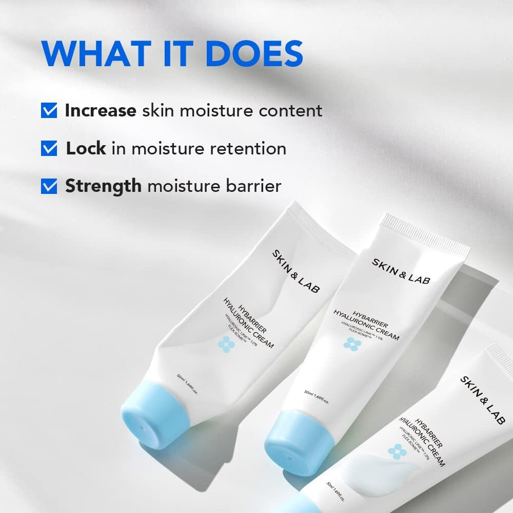 [Skin&Lab] Hybarrier Hyaluronic Cream | Daily Facial Cream Moisturizer With Hyaluronic Link | Hydrate And Smooth Skin | Dermatological Tested | Hypoallergenic | For All Skin Types | 1.69 Fl Oz