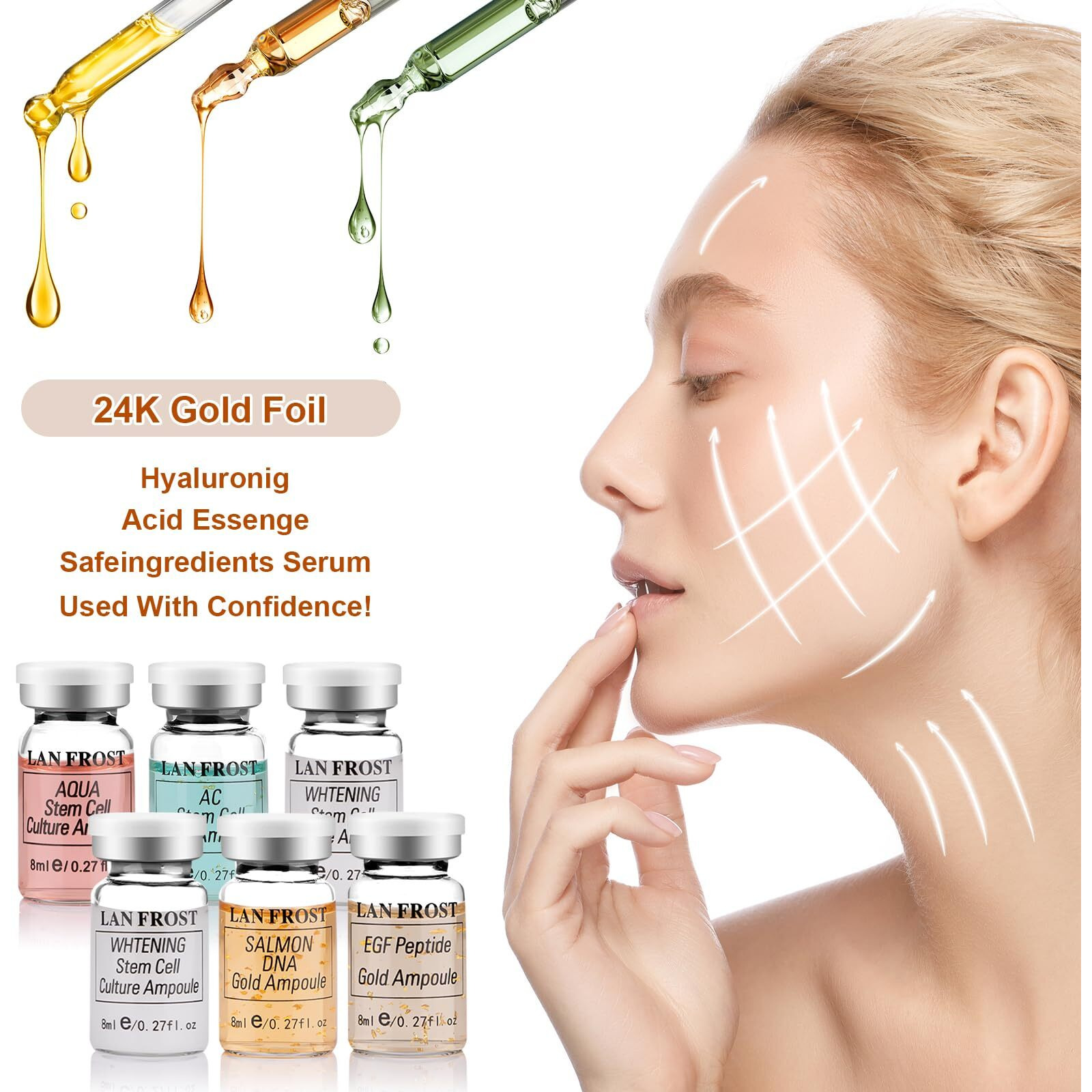 Bb Facial Glow Starter Kit Serum Hyaluronic Acid Essence Skin Care Set 0.27Oz 12 Vials, Skin Care Serum For Face Bb Radiance Facial Kit