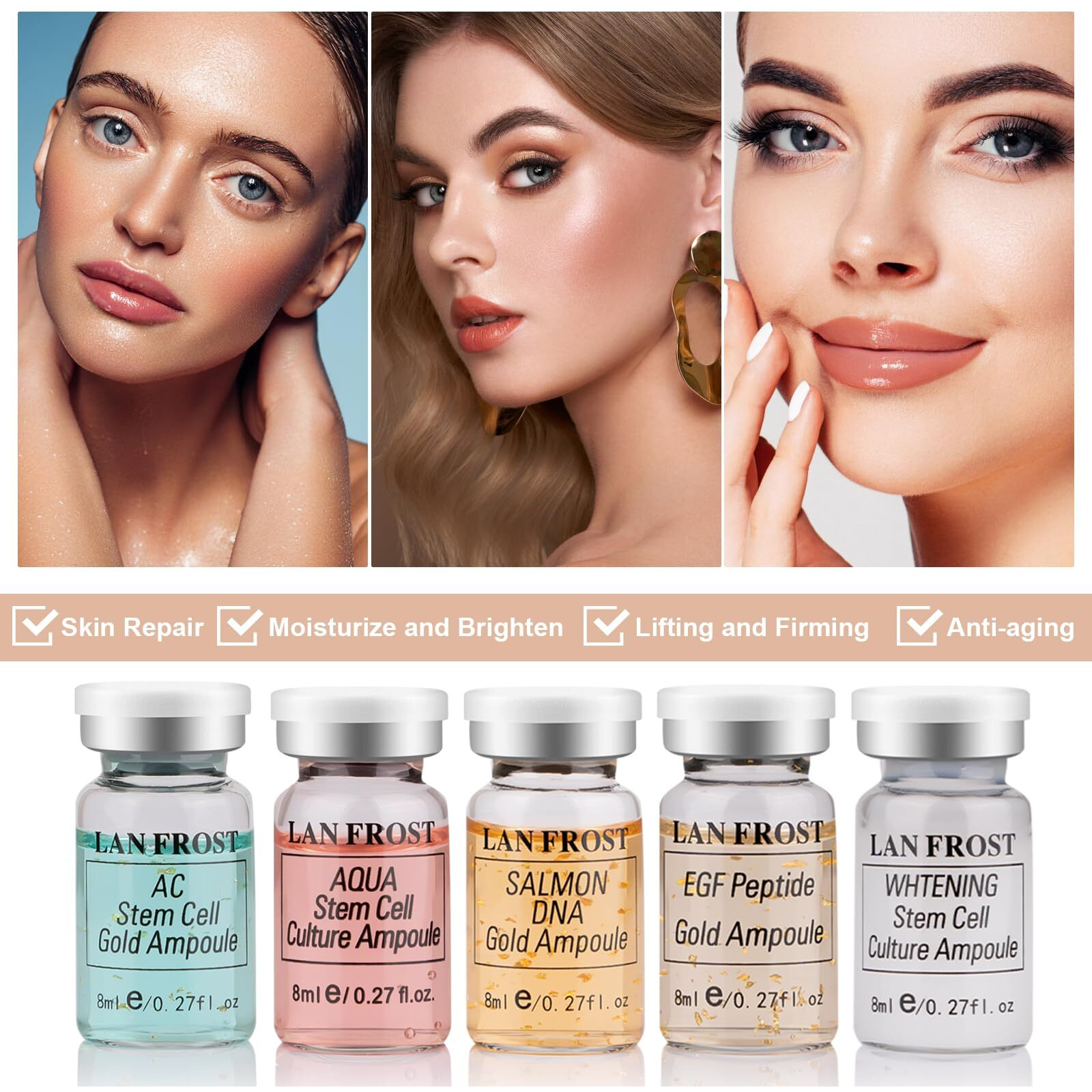 Bb Facial Glow Starter Kit Serum Hyaluronic Acid Essence Skin Care Set 0.27Oz 12 Vials, Skin Care Serum For Face Bb Radiance Facial Kit