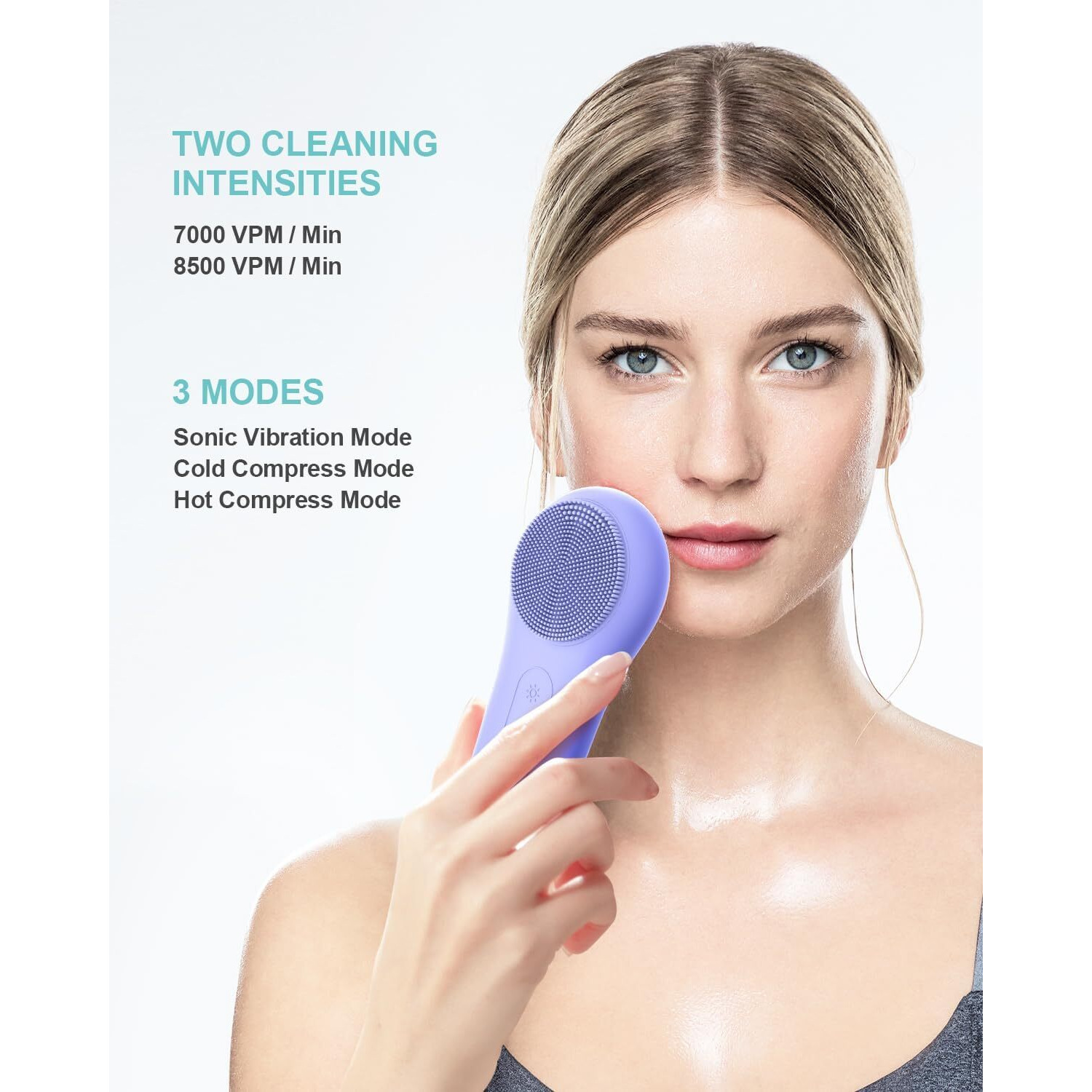 Ezbasics Facial Cleansing Brush Face Scrubber Waterproof Face Scrub Brush For Men & Women Rechargeable Face Brushes For Facial Electric Silicone Face Scrubber Cleanser Brush 1 Pack+3 Modes Violet