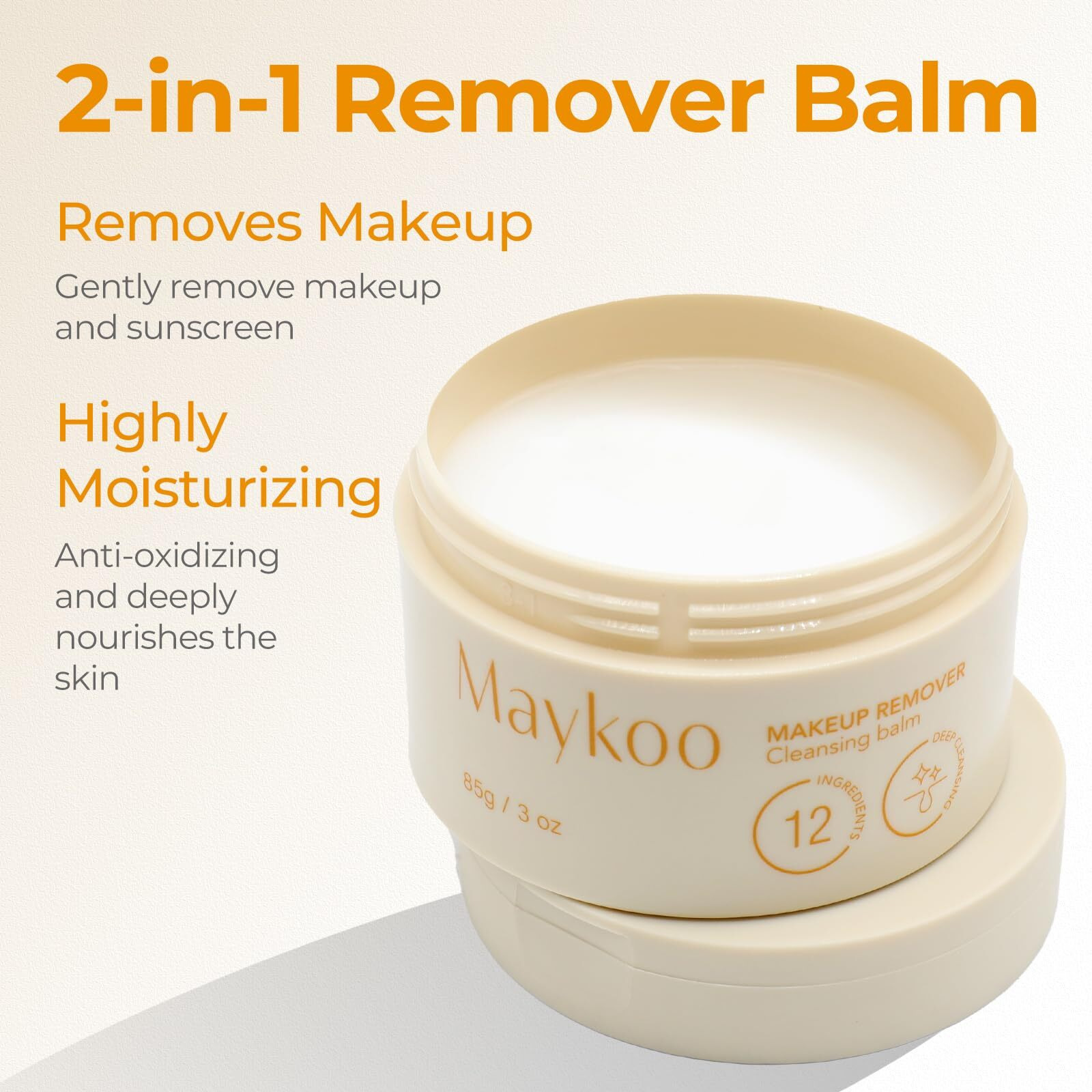 Makeup Remover Balm Hydrating Deep Cleansing Balm, Dissolves Heavy Waterproof Make Up, Gentle Oil Based Cleanser For Face With Spatula, Makeup Removing For All Skin Types, 85 G/3 Oz